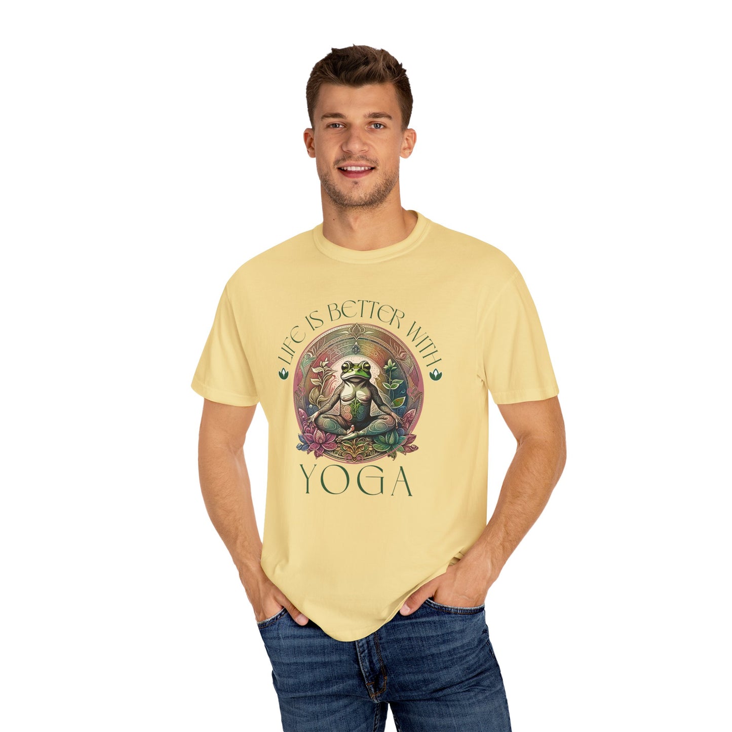 Green Yoga Frog Life Is Better With Yoga Unisex T-Shirt, Casual Wear, Highlander Fan Gift,