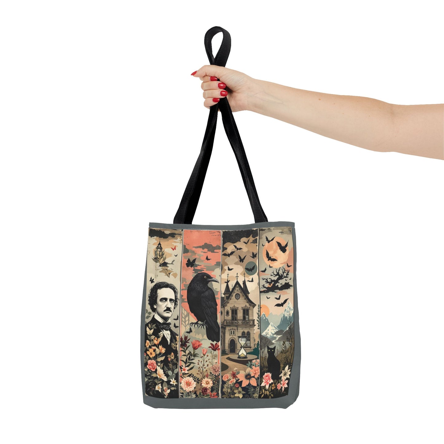 Edgar Allan Poe Tote Bag Gothic Literary Gift for Book Lover Dark Academia Macabre Accessory Halloween Tote Fall School Bag for Poetember Bags Printify