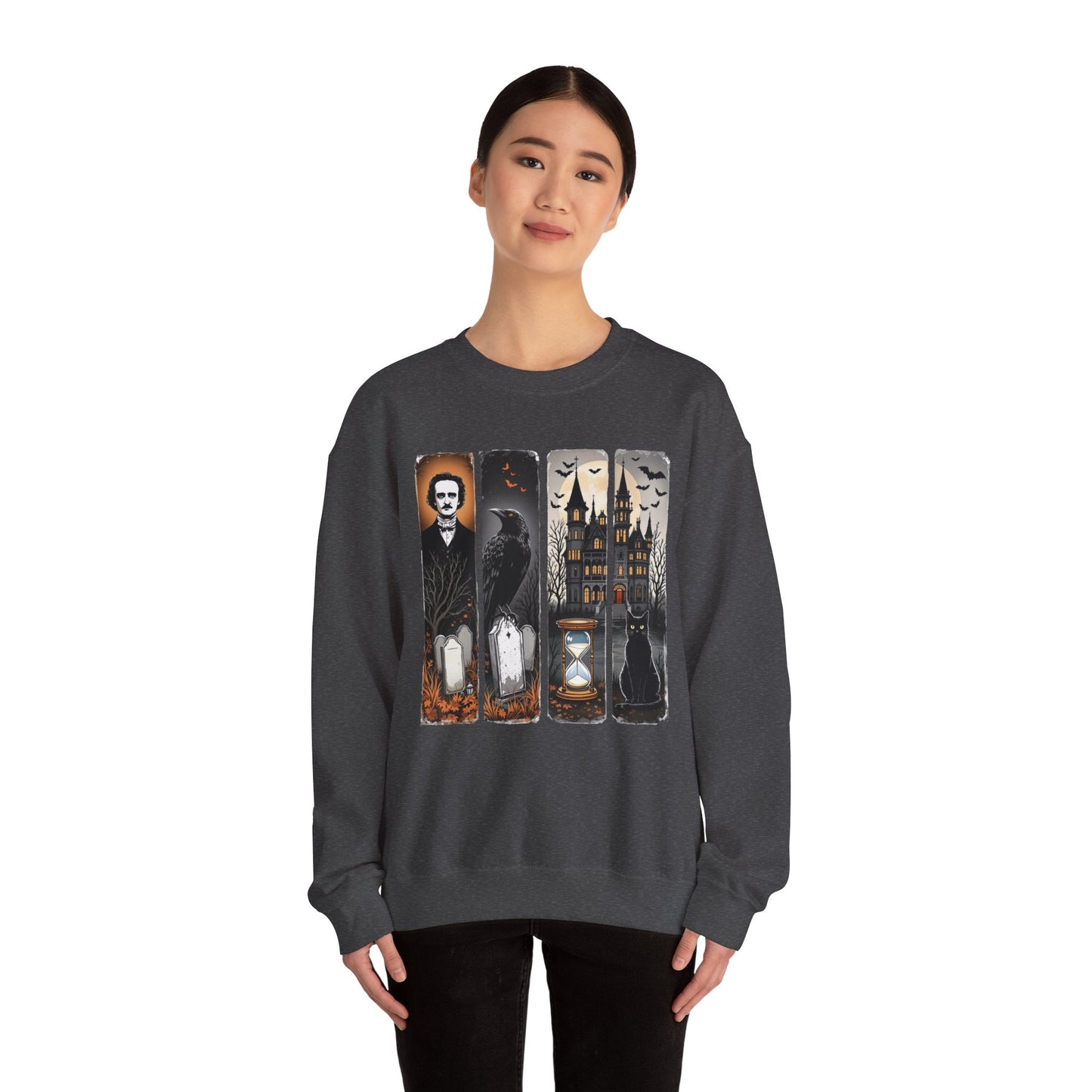 Edgar Allan Poe Sweatshirt The Raven Nevermore Gothic Horror Sweater Dark Academia Macabre Halloween Gift for Book Lovers Birthday Christmas