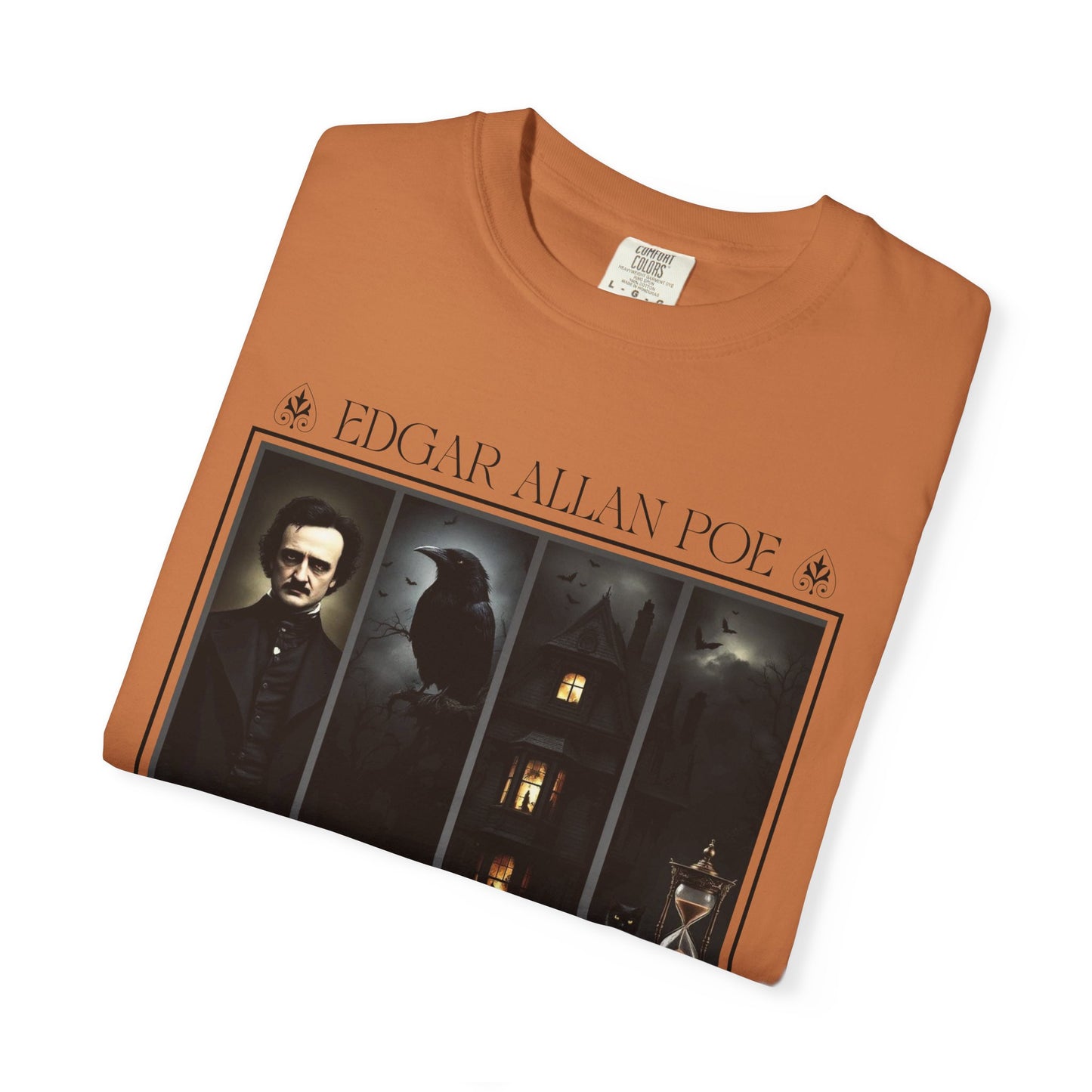 Edgar Allan Poe T-Shirt Gothic Graphic Tee The Raven Nevermore Quote Horror Literature Shirt Dark Academia Aesthetic Halloween Party Gift