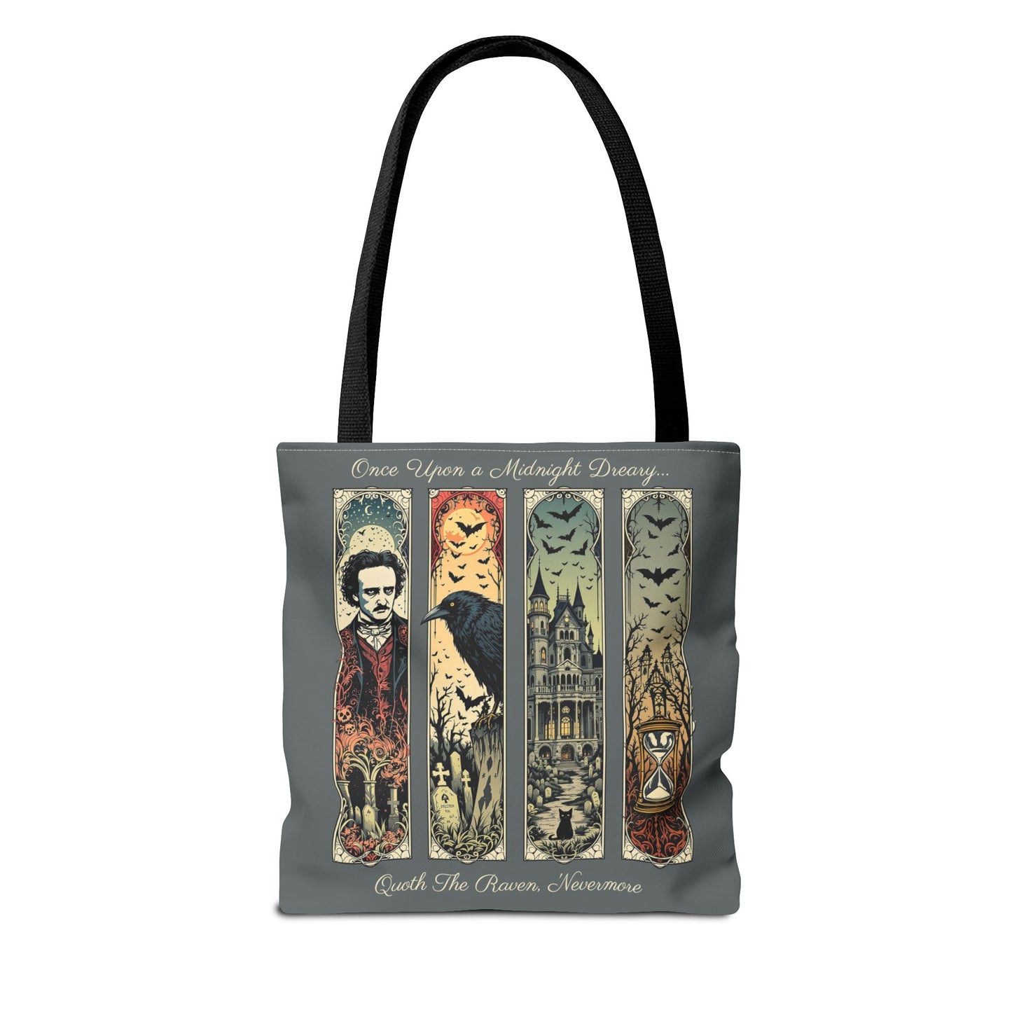 Edgar Allan Poe Tote Bag Gothic Literary Gift for Book Lover Dark Academia Macabre Accessory Halloween Tote Fall School Bag for Poetember Bags Printify