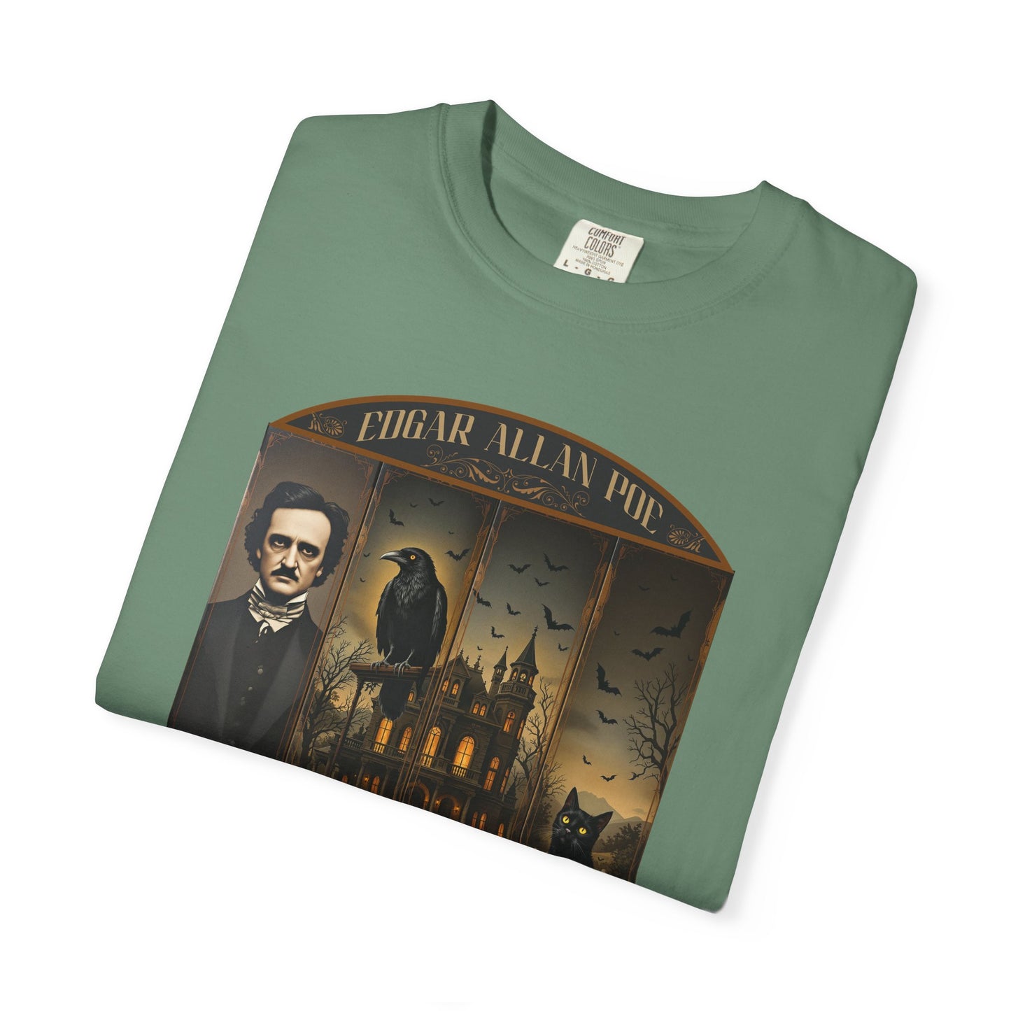 Edgar Allan Poe T-Shirt Gothic Graphic Tee The Raven Nevermore Quote Horror Literature Shirt Dark Academia Aesthetic Halloween Party Gift