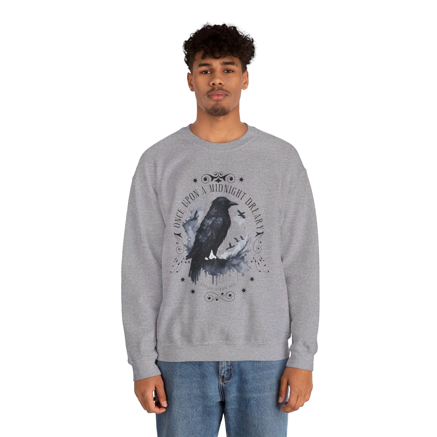 Edgar Allan Poe, The Raven Sweatshirt, Poet, Poetry Lover Sweater, Book Lover, Haunting Gothic Gift, Light, Dark Academia, Horror Movie Top Sweatshirt Printify
