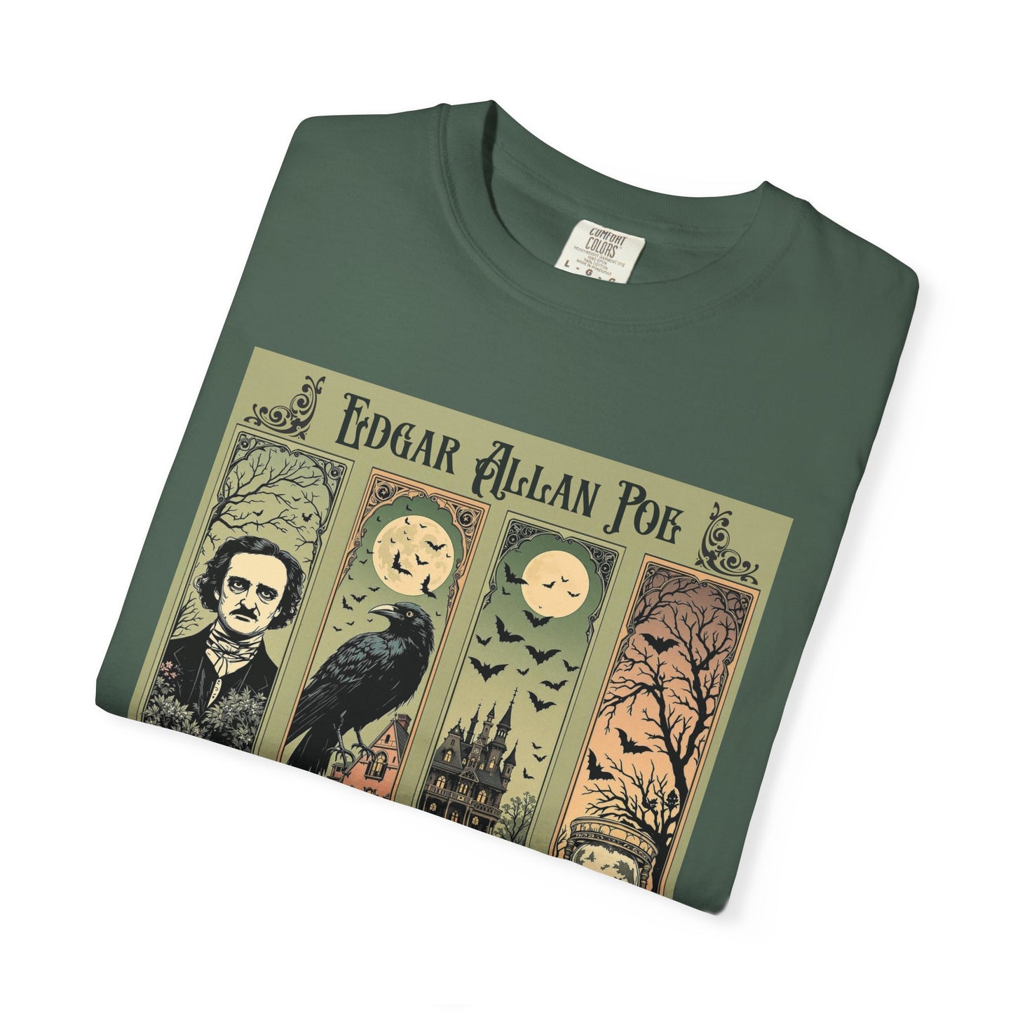 Edgar Allan Poe T-Shirt Gothic Graphic Tee The Raven Nevermore Quote Horror Literature Shirt Dark Academia Aesthetic Halloween Party Gift