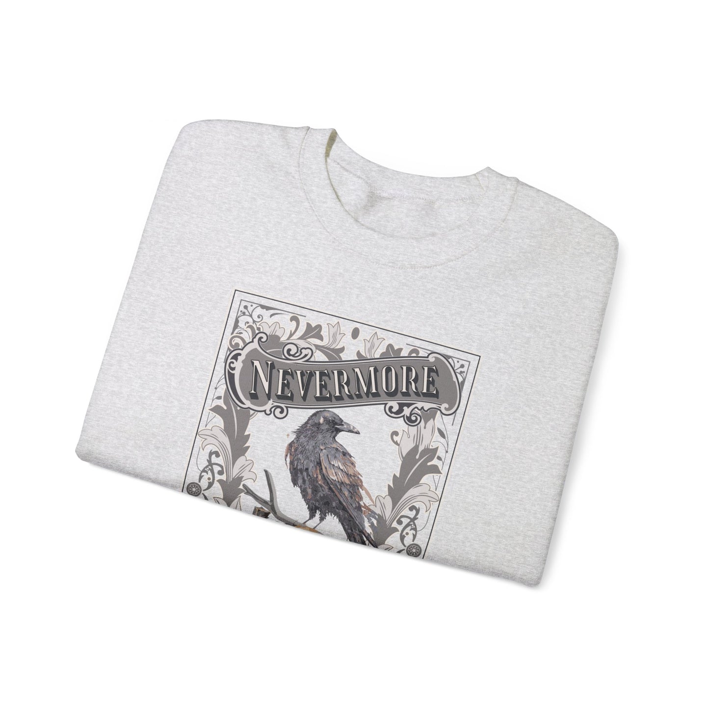 Edgar Allan Poe, Nevermore The Raven Sweatshirt, Book Lover, Halloween, Haunting Gothic Gift, Light, Dark Academia, Horror Movie Sweater Sweatshirt Printify