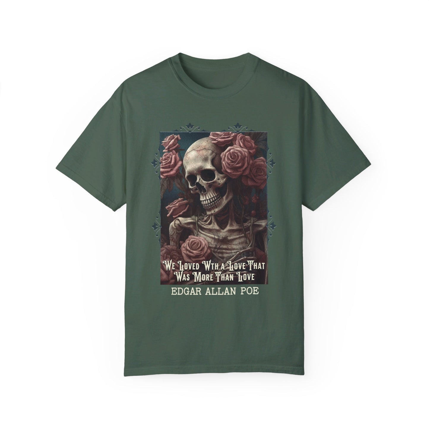 Edgar Allan Poe T-Shirt, Annabel-Lee Novel Vintage Book, Reading Lover Shirt, Halloween, Gothic, Light Academia Gift, Comfort Colours TShirt T-Shirt Printify Blue Spruce S