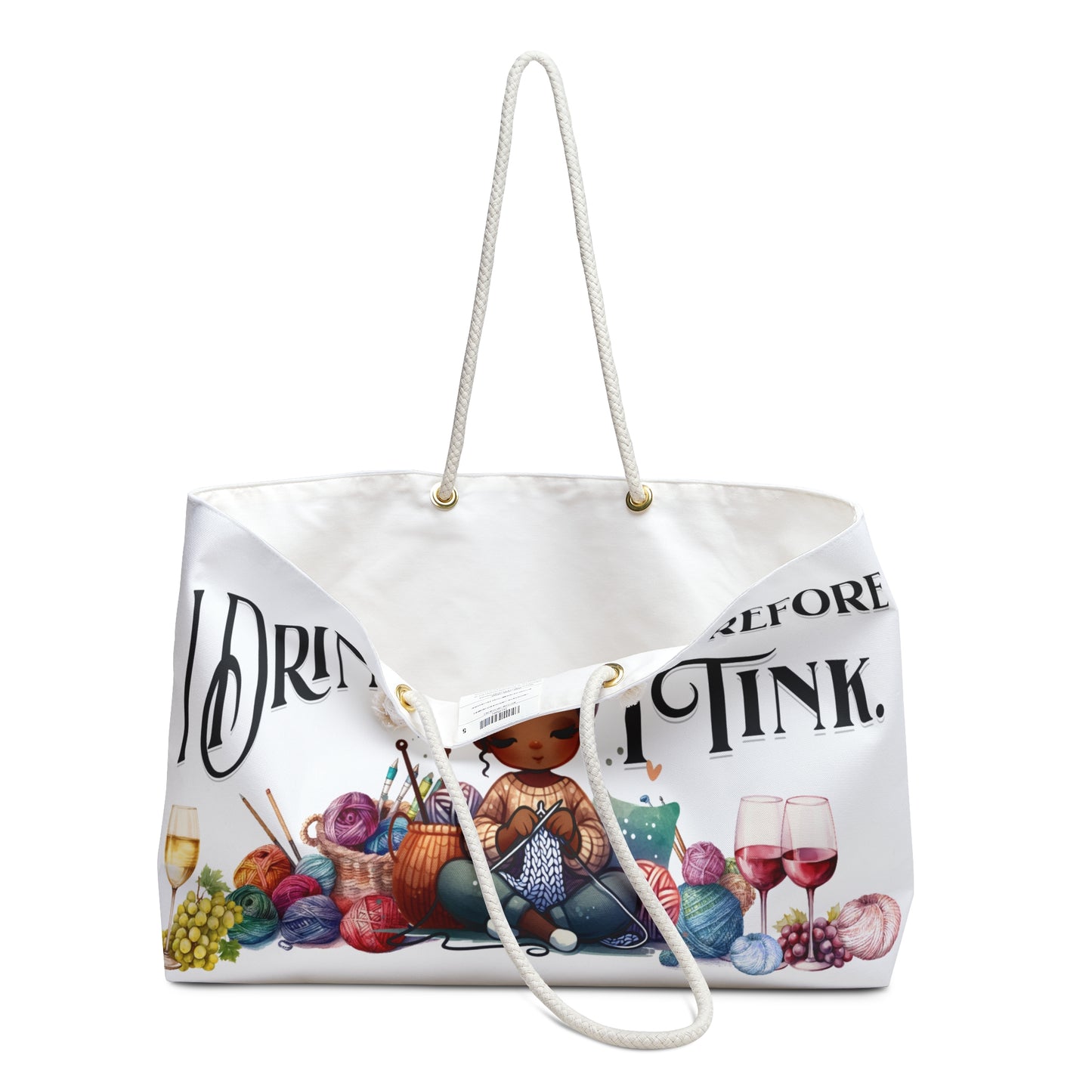 Custom Knitting Project Tote Bag Large Yarn Project Bag Crochet Craft Needle Storage Bag Yarn Bowl Funny Gift for Yarn Lover Project Bags Printify
