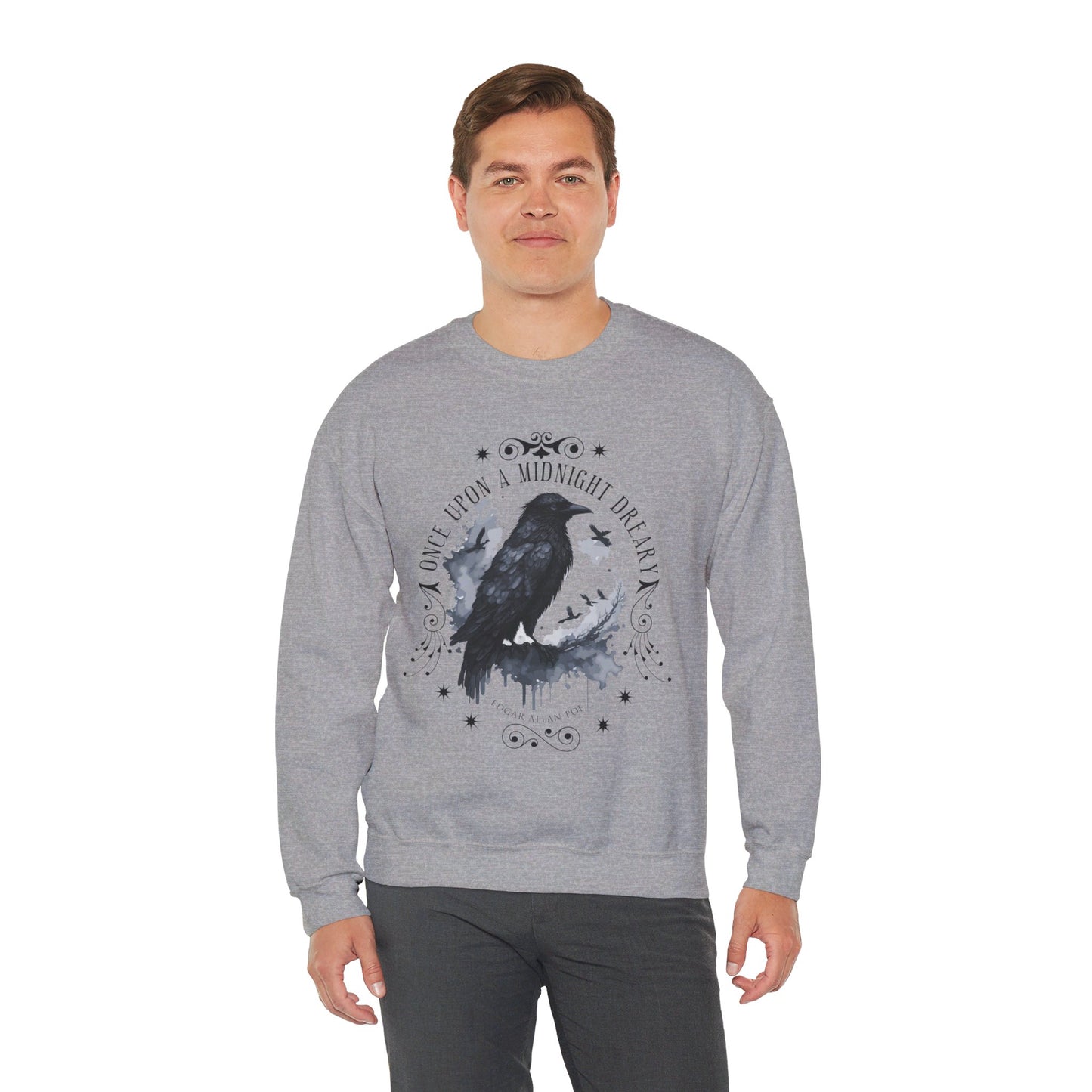Edgar Allan Poe, The Raven Sweatshirt, Poet, Poetry Lover Sweater, Book Lover, Haunting Gothic Gift, Light, Dark Academia, Horror Movie Top Sweatshirt Printify