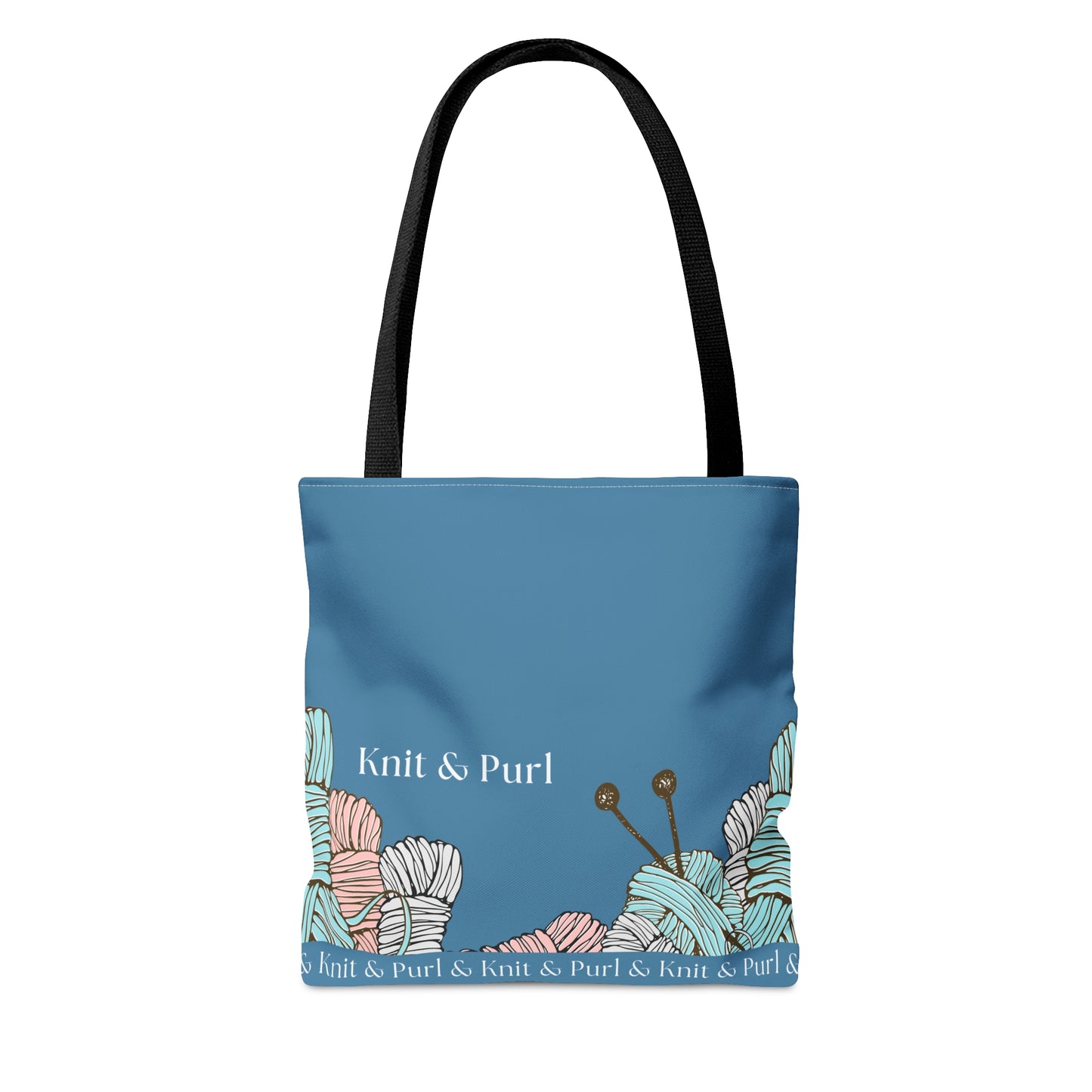 Knit & Purl Tote Bag, Crafter Bag, Yarn Storage Bag, Knitting Project Bag, Crochet Project Bag, Craft Project Tote Bag Bags Printify