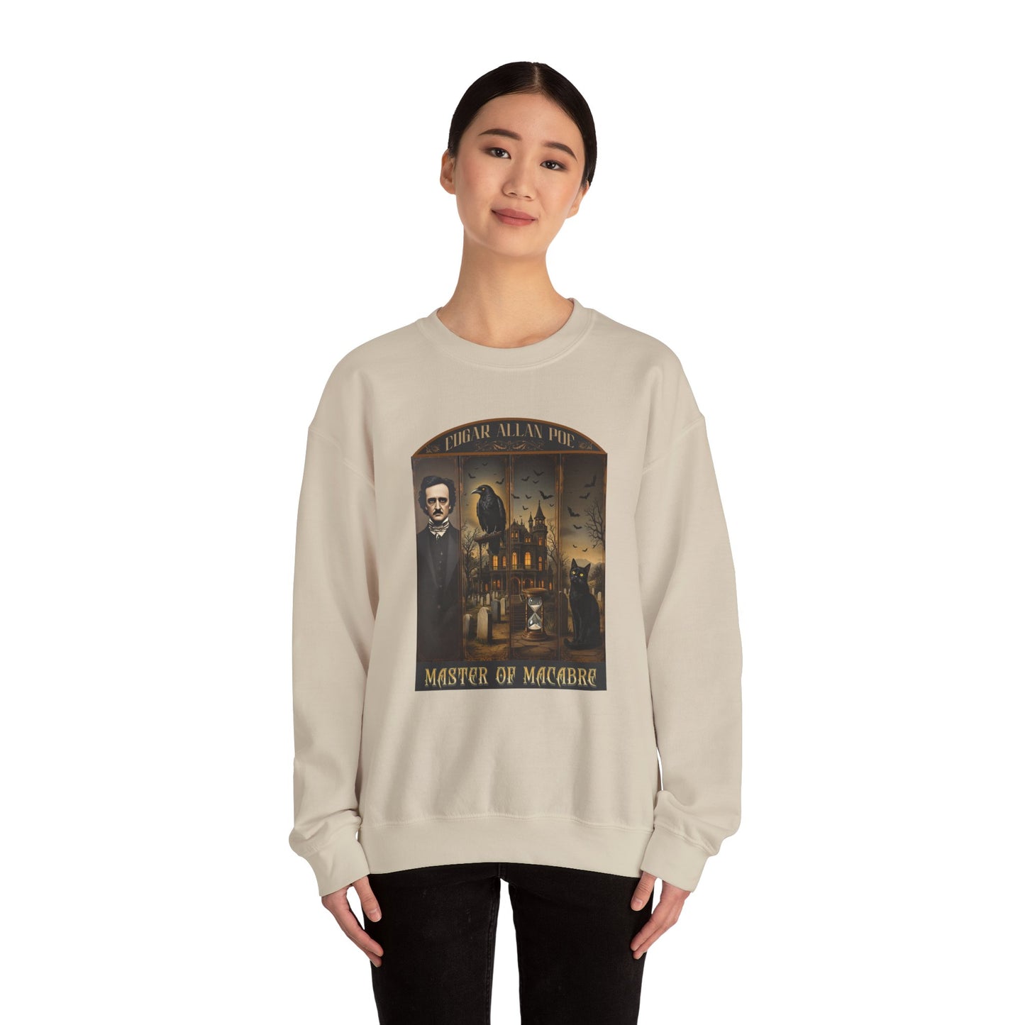 Edgar Allan Poe Sweatshirt The Raven Nevermore Gothic Horror Sweater Dark Academia Macabre Halloween Gift for Book Lovers Birthday Christmas Sweatshirt Printify
