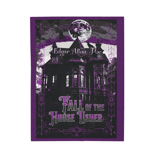 Edgar Allan Poe, The Fall Of The House Of Usher Throw Blanket, Book Lover Reading Blanket, Gothic Dark Academia, Horror Movie Watching Plush All Over Prints Printify 30" × 40"