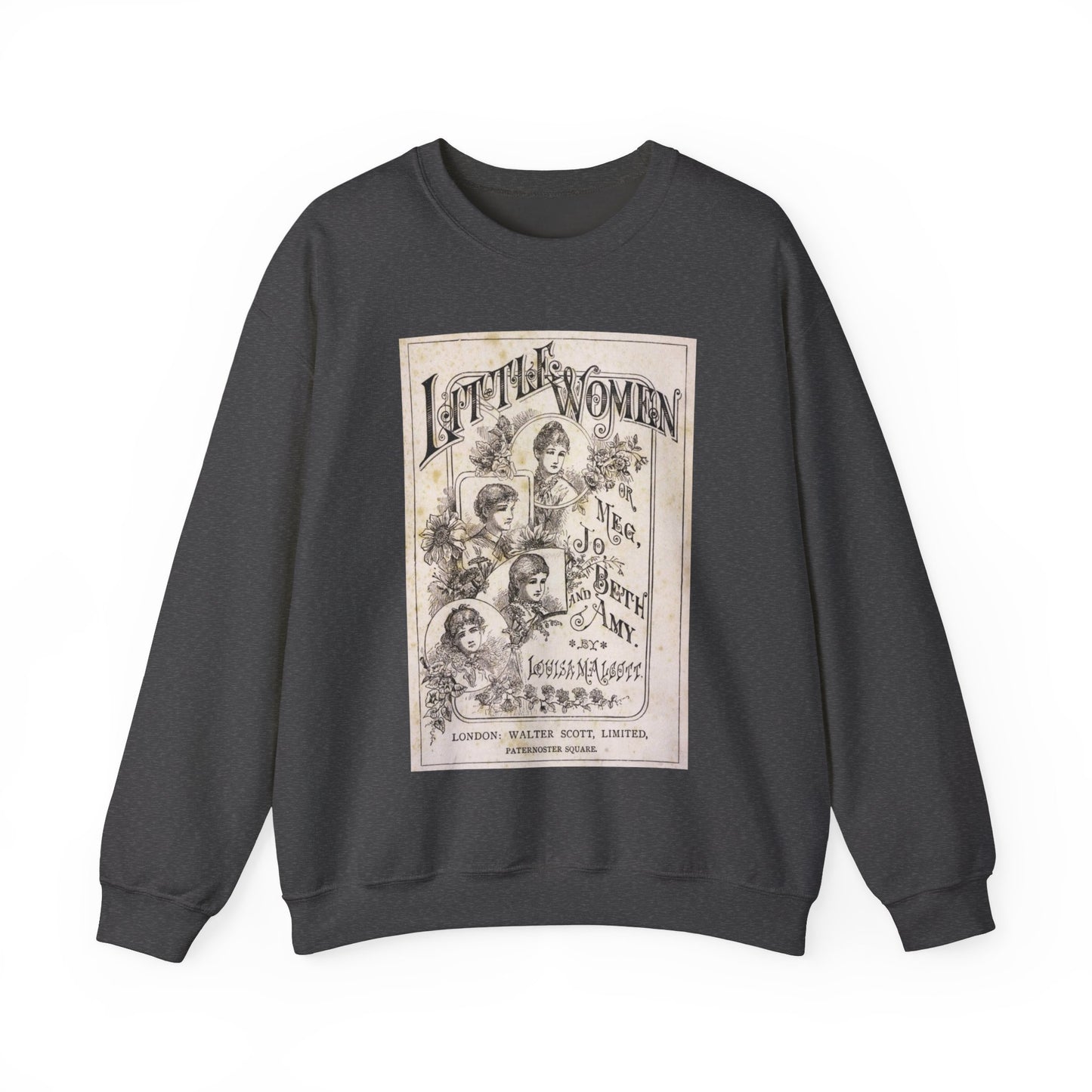 Little Women Sweatshirt, Louisa May Alcott Historical Romance Sweater, Bookish Literary Fan Art Gift, Gift for Her, Bookclub Crewneck Shirt Sweatshirt Printify S Dark Heather