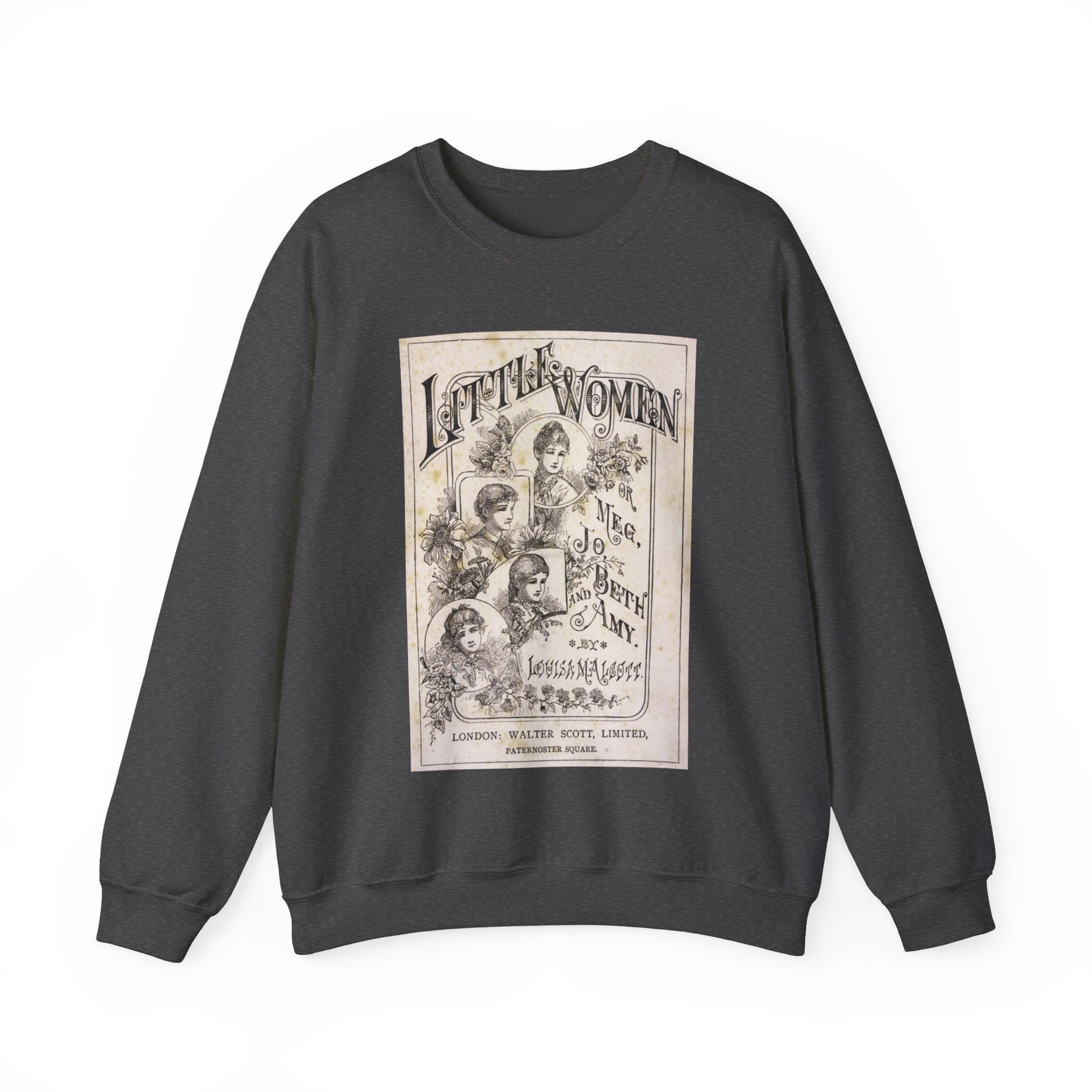 Little Women Sweatshirt, Louisa May Alcott Historical Romance Sweater, Bookish Literary Fan Art Gift, Gift for Her, Bookclub Crewneck Shirt Sweatshirt Printify S Dark Heather