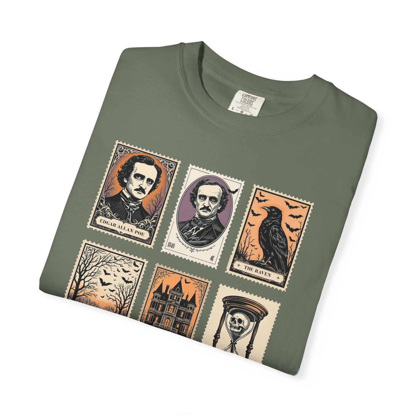 Edgar Allan Poe T-Shirt Gothic Graphic Tee The Raven Nevermore Quote Horror Literature Shirt Dark Academia Aesthetic Halloween Party Gift