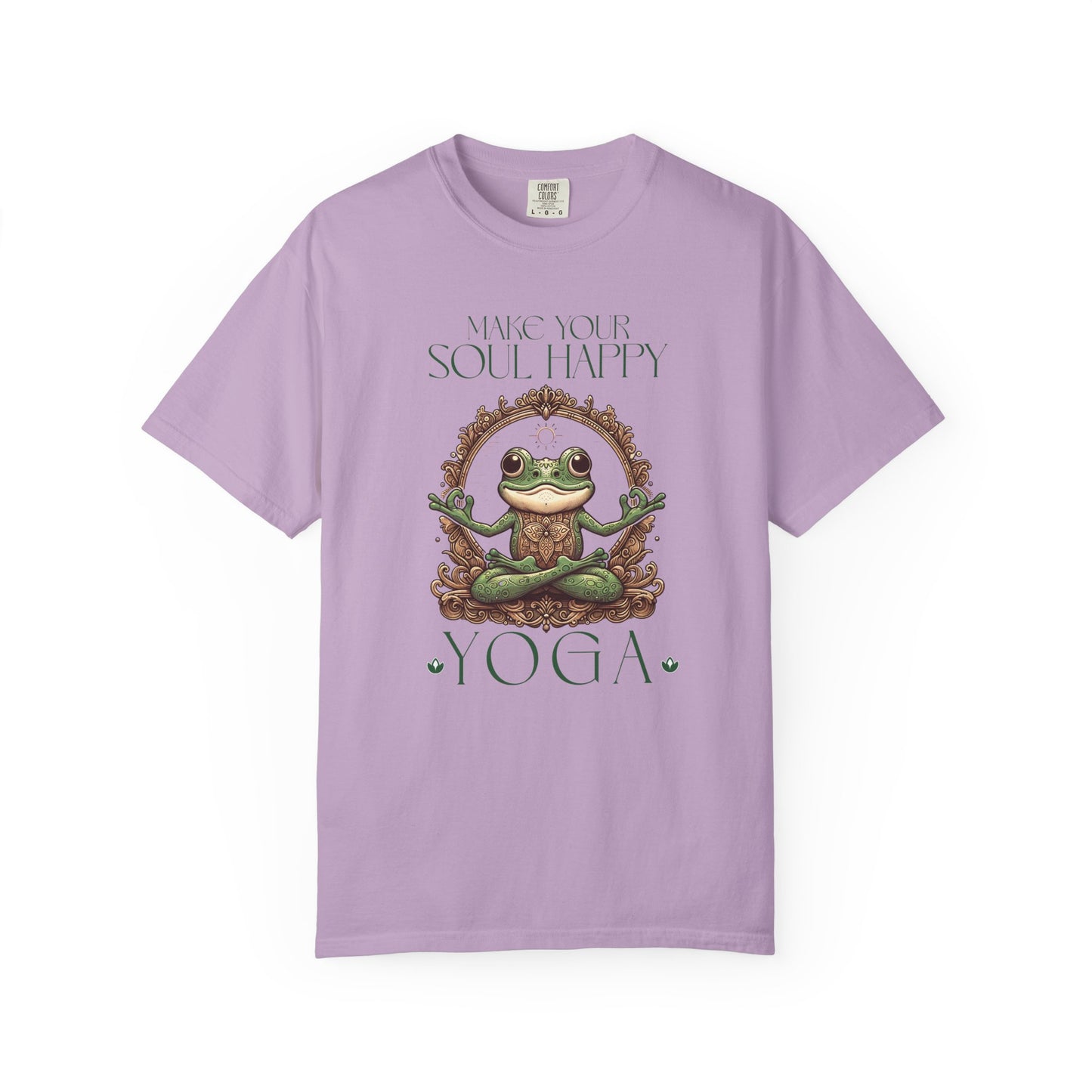 Green Yoga Frog Make Your Soul Happy Unisex T-Shirt, Casual Wear, Highlander Fan Gift, T-Shirt Printify Orchid S