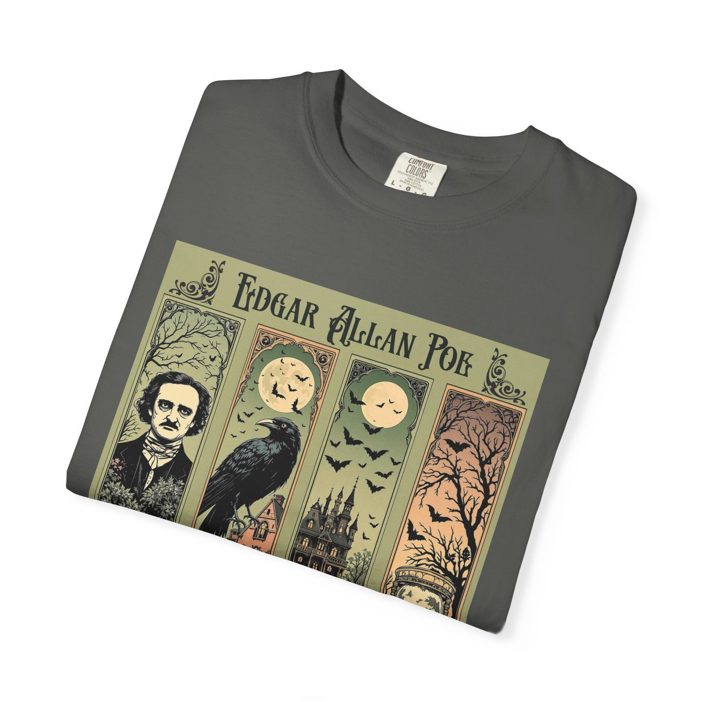 Edgar Allan Poe T-Shirt Gothic Graphic Tee The Raven Nevermore Quote Horror Literature Shirt Dark Academia Aesthetic Halloween Party Gift