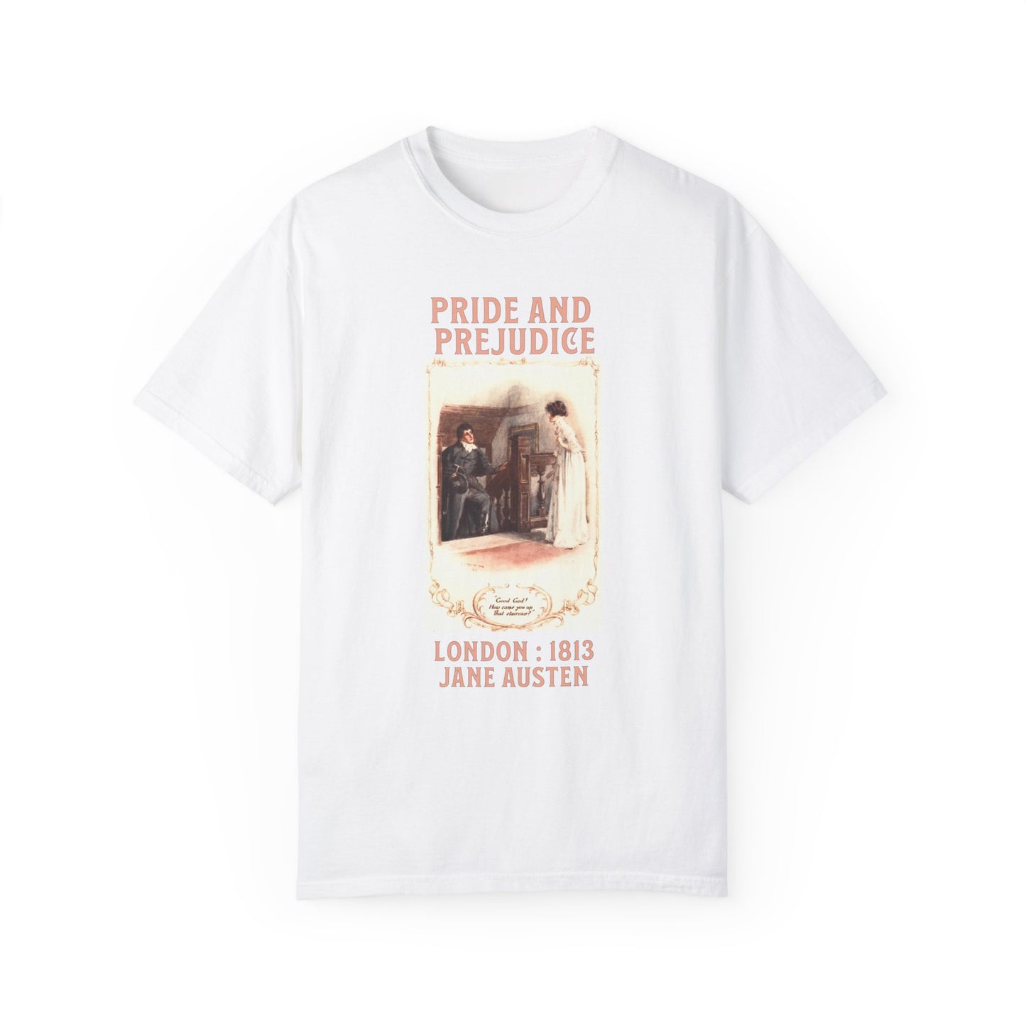 Jane Austen Comfort Colors TShirt, Pride & Prejudice Historical Romance, Bookish Literary Jane Austen Fan Art, Gift for Her Bookclub Tee T-Shirt Printify White S