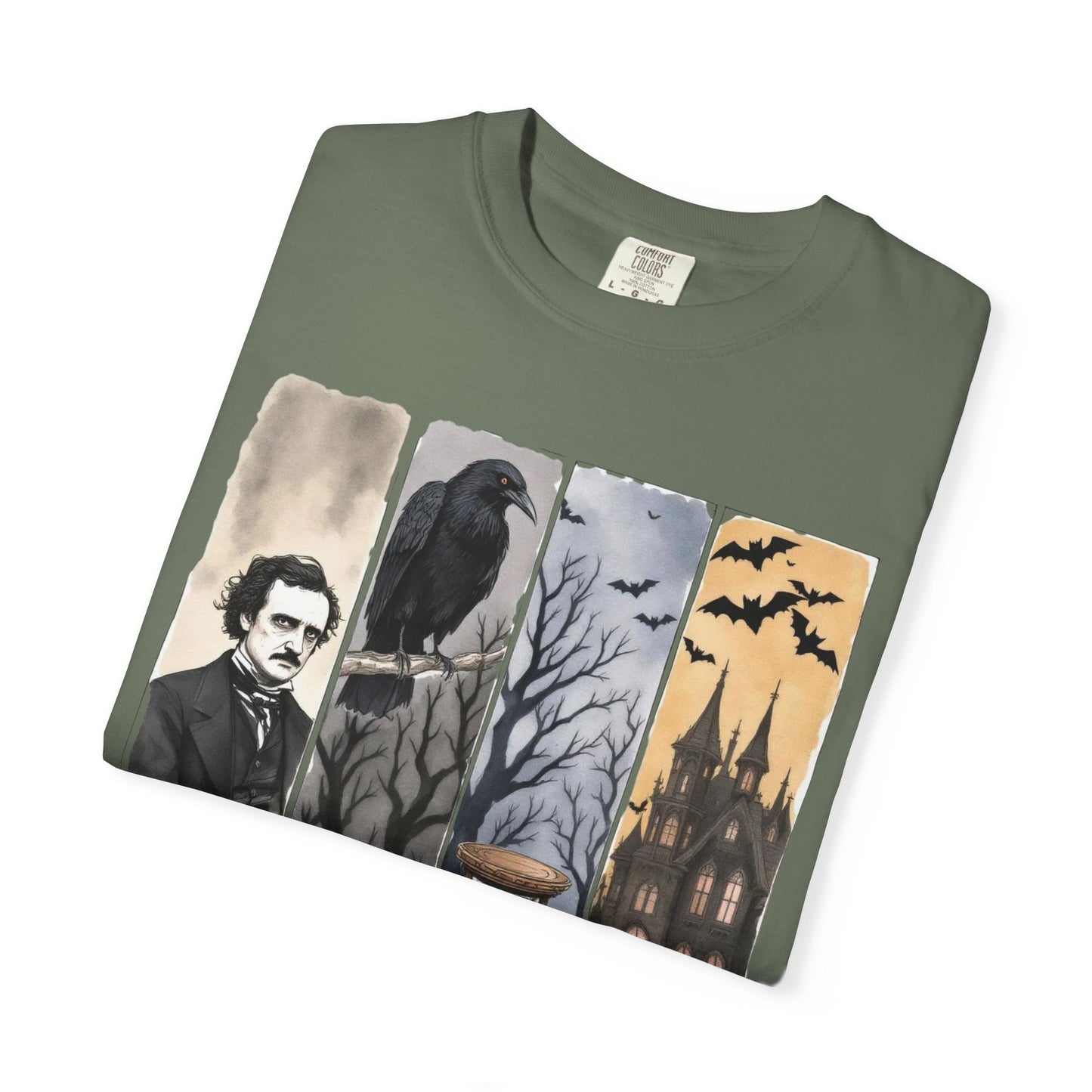 Edgar Allan Poe T-Shirt Gothic Graphic Tee The Raven Nevermore Quote Horror Literature Shirt Dark Academia Aesthetic Halloween Party Gift