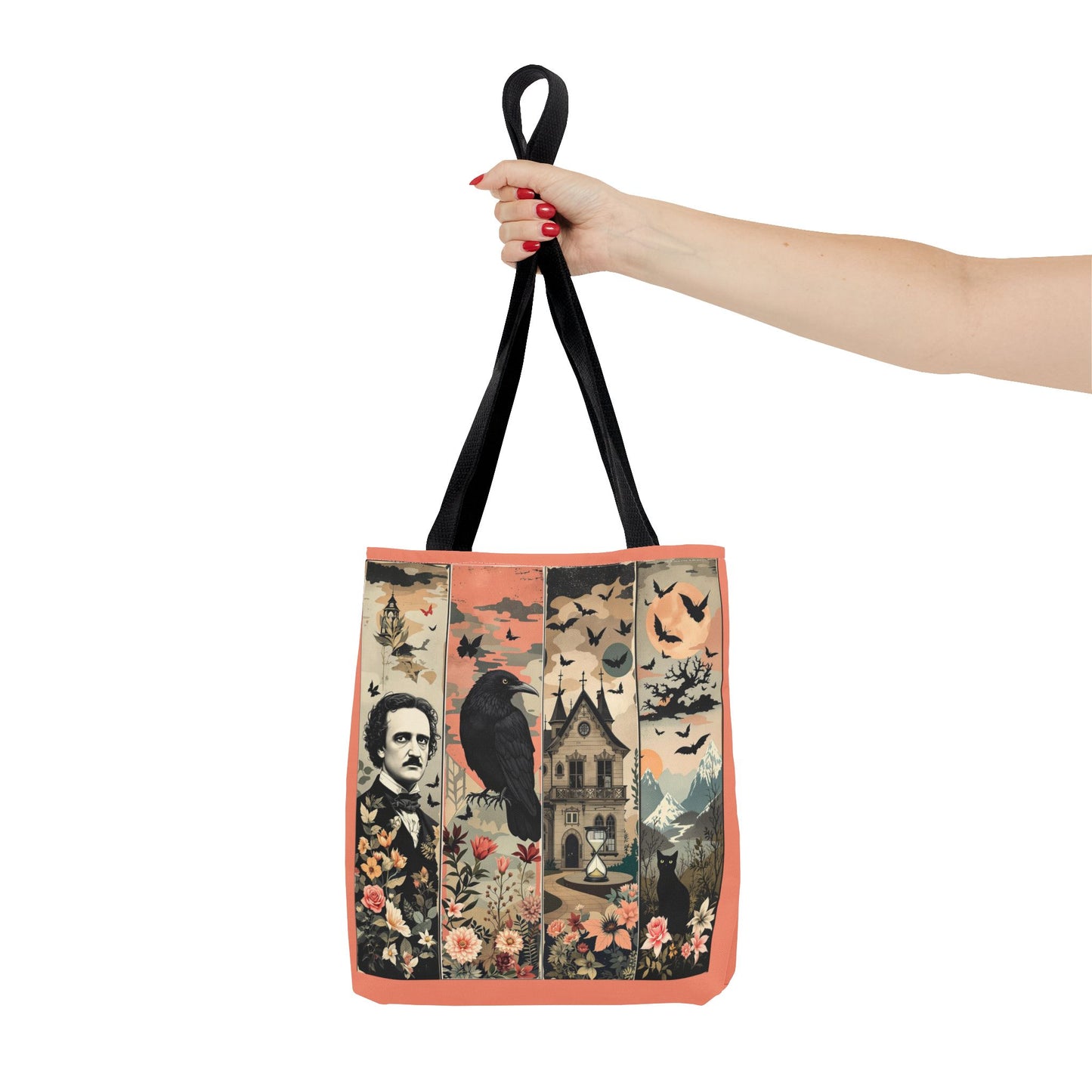 Edgar Allan Poe Tote Bag Gothic Literary Gift for Book Lover Dark Academia Macabre Accessory Halloween Tote Fall School Bag for Poetember Bags Printify