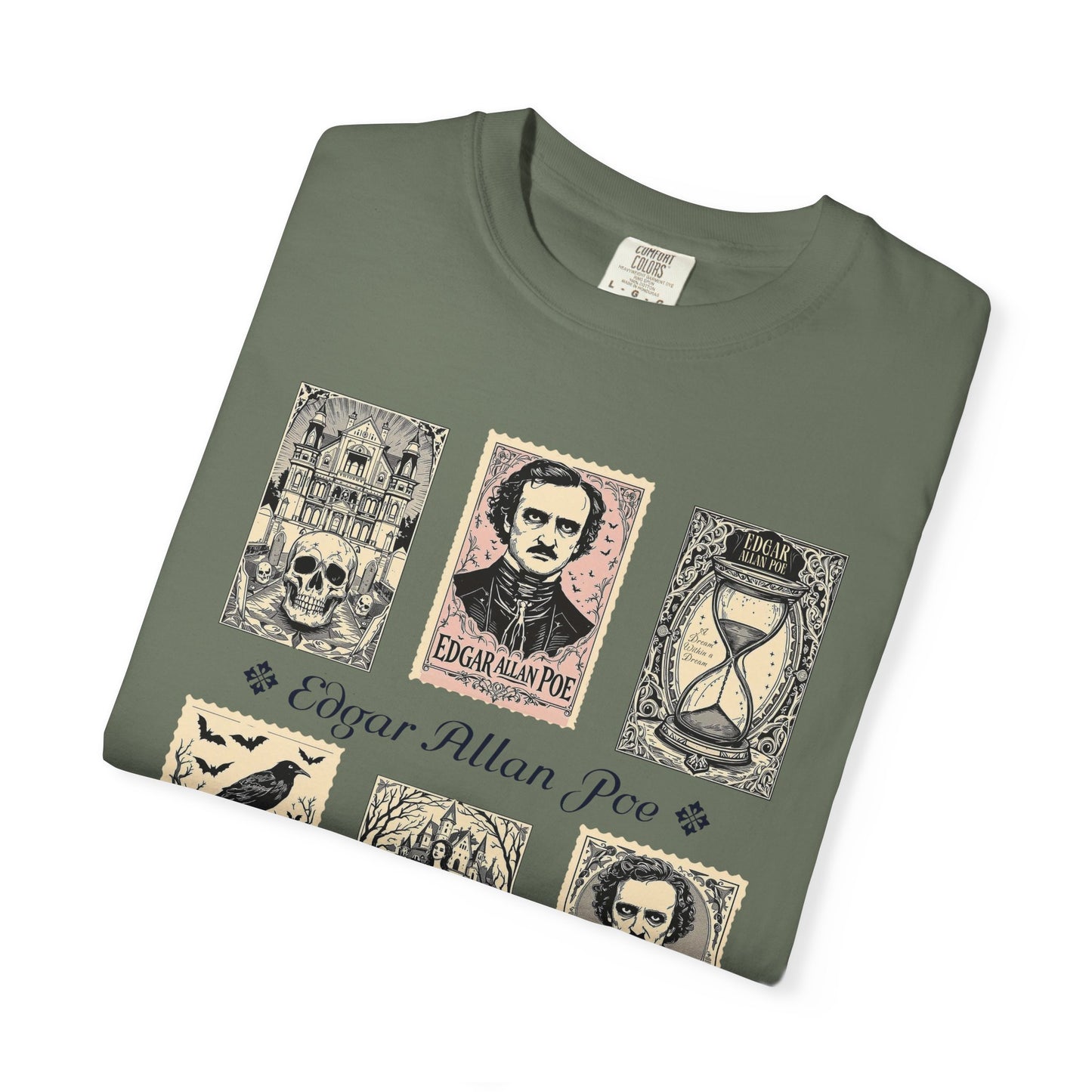 Edgar Allan Poe T-Shirt Gothic Graphic Tee The Raven Nevermore Quote Horror Literature Shirt Dark Academia Aesthetic Halloween Party Gift