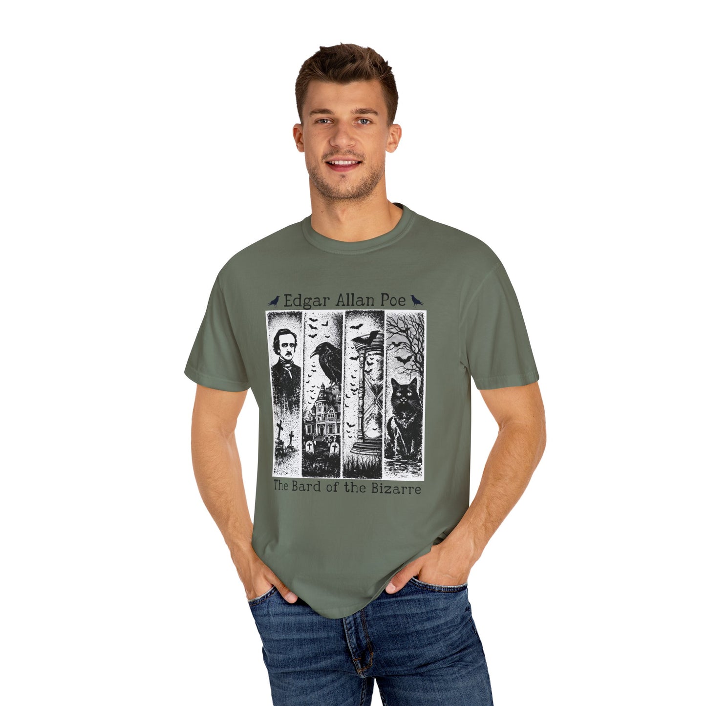 Edgar Allan Poe T-Shirt Gothic Graphic Tee The Raven Nevermore Quote Horror Literature Shirt Dark Academia Aesthetic Halloween Party Gift T-Shirt Printify