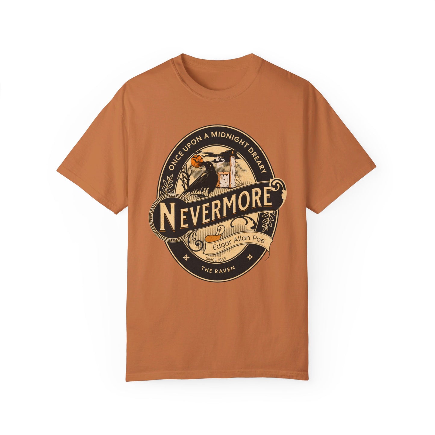 Edgar Allan Poe Shirt, Nevermore The Raven Tee, Book Lover Shirt, Halloween, Gothic, Goblincore Gift, Light Academia, Comfort Colours TShirt T-Shirt Printify Yam S