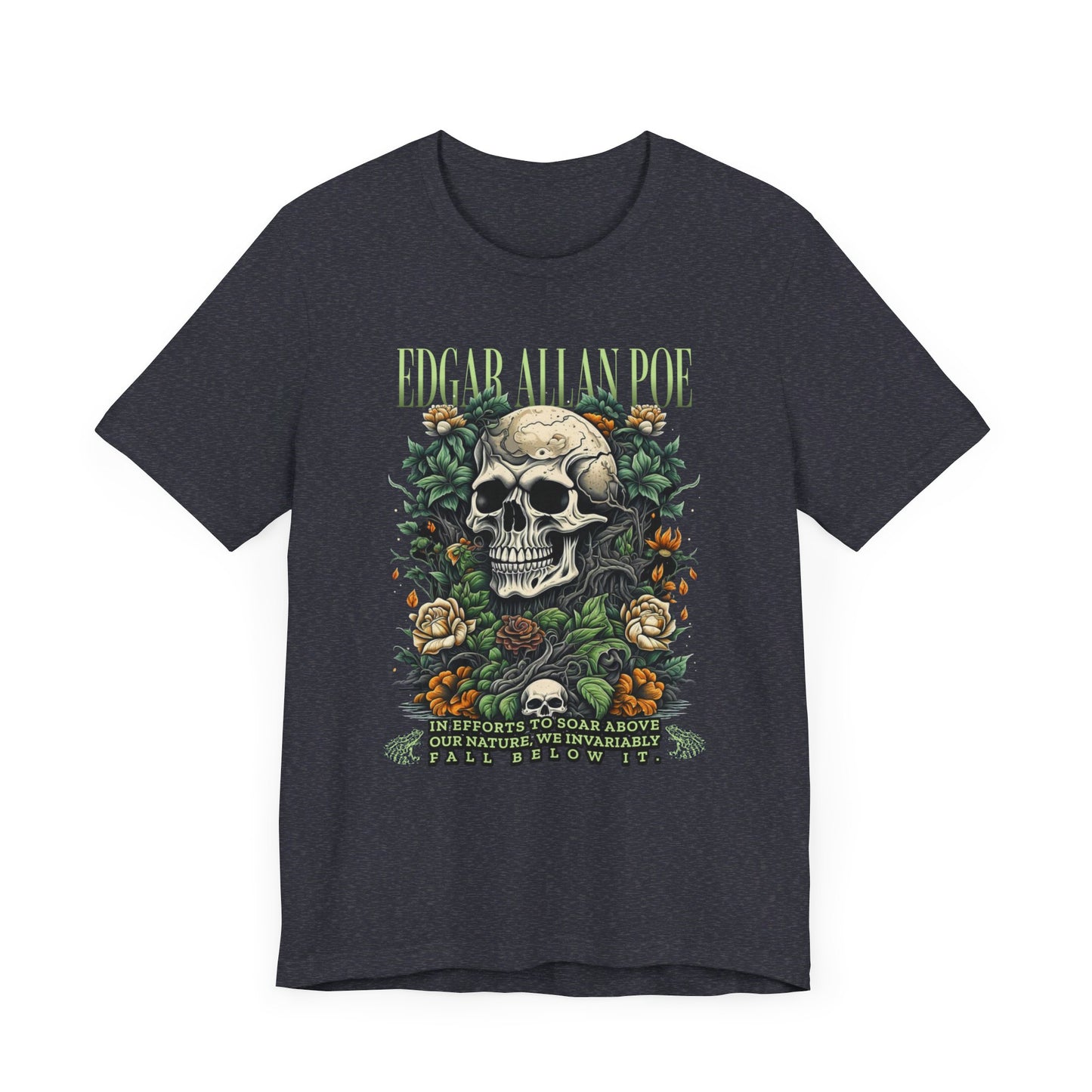 Edgar Allan Poe, Fairycore Night Garden T-Shirt, Book Lover Tee, Haunting Gothic Gift, Light, Dark Academia, Literary Poetry Bookclub Shirt T-Shirt Printify