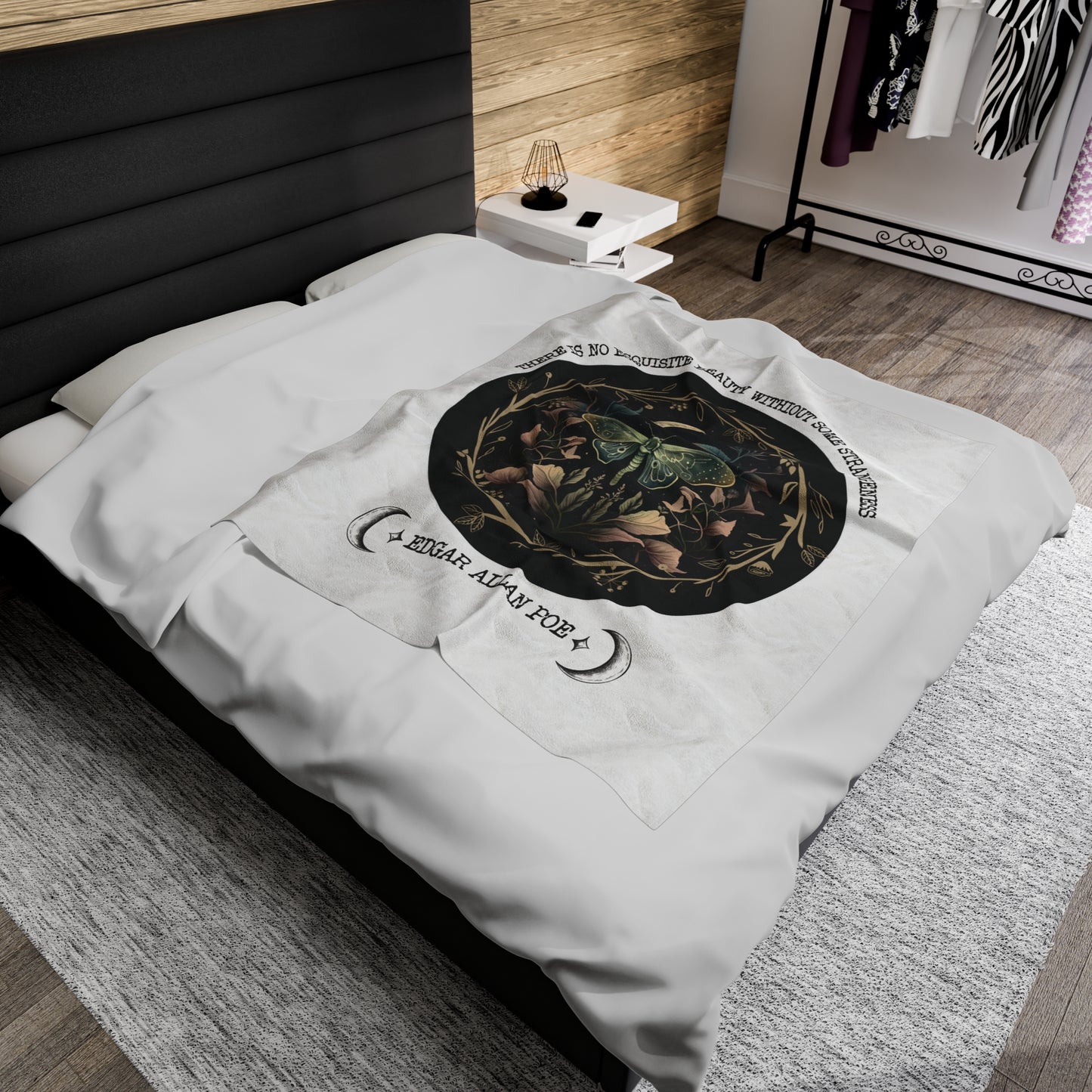 Edgar Allan Poe, Nevermore The Raven Throw Blanket, Book Lover Reading Blanket, Gothic, Light, Dark Academia, Horror Movie Watching Blanket All Over Prints Printify