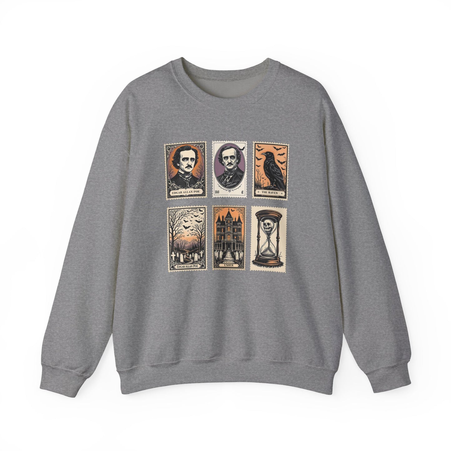 Edgar Allan Poe Sweatshirt The Raven Nevermore Gothic Horror Sweater Dark Academia Macabre Halloween Gift for Book Lovers Birthday Christmas Sweatshirt Printify Graphite Heather S