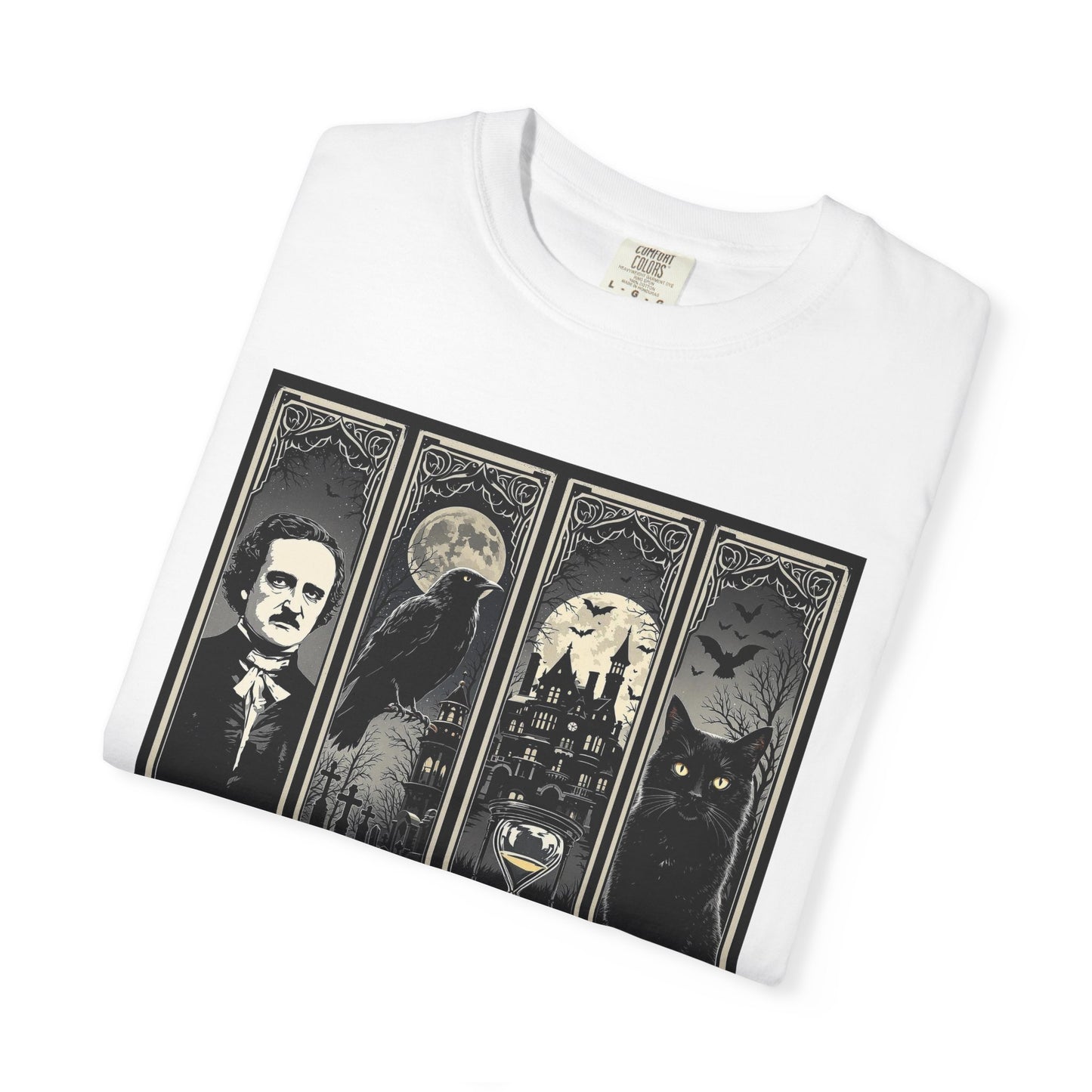 Edgar Allan Poe T-Shirt Gothic Graphic Tee The Raven Nevermore Quote Horror Literature Shirt Dark Academia Aesthetic Halloween Party Gift T-Shirt Printify