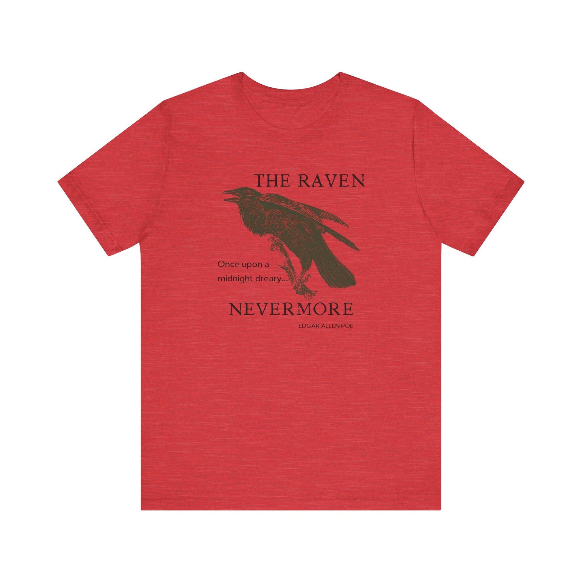 Halloween Vintage The Raven TShirt, Spooky Season Tee, Trick or Treating Shirt, Halloween Party T-Shirt, Edgar Allen Poe, Nevermore, Gothic T-Shirt Printify Heather Red XS