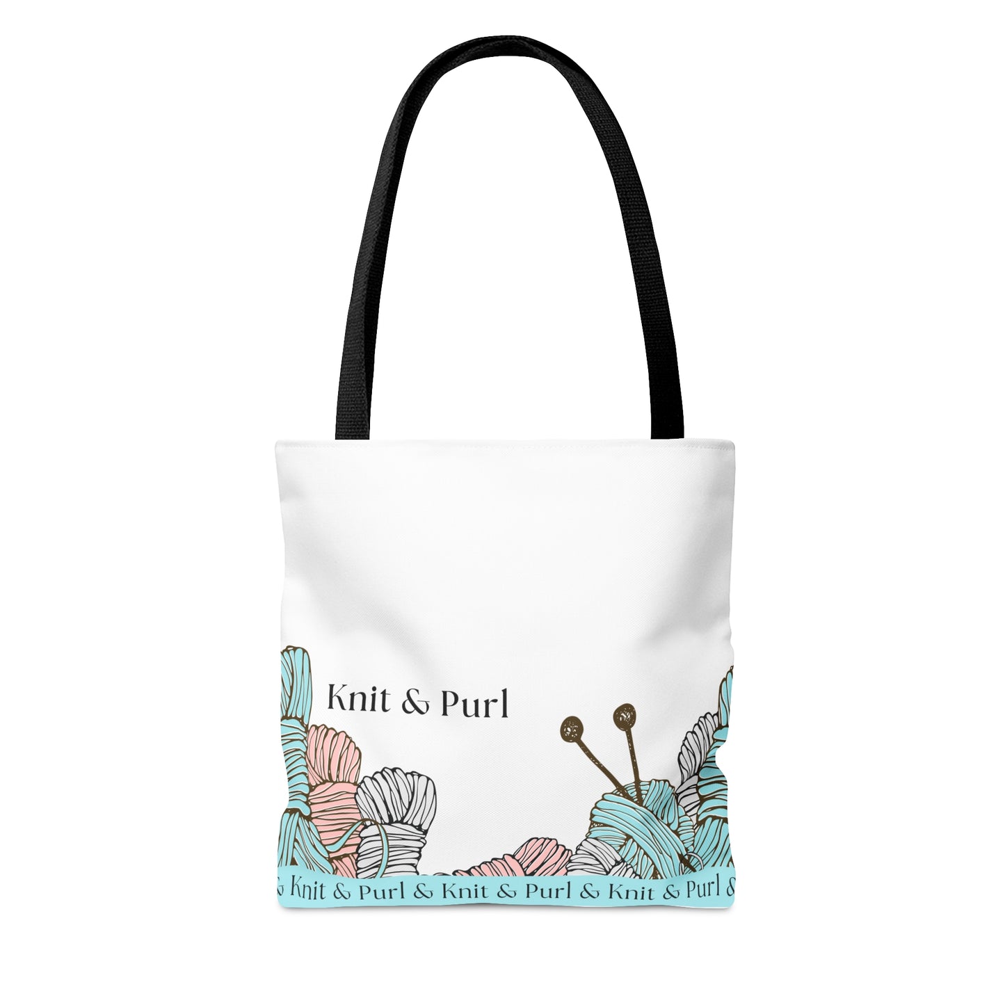 Knit & Purl Tote Bag, Crafter Bag, Yarn Storage Bag, Knitting Project Bag, Crochet Project Bag, Craft Project Tote Bag Bags Printify