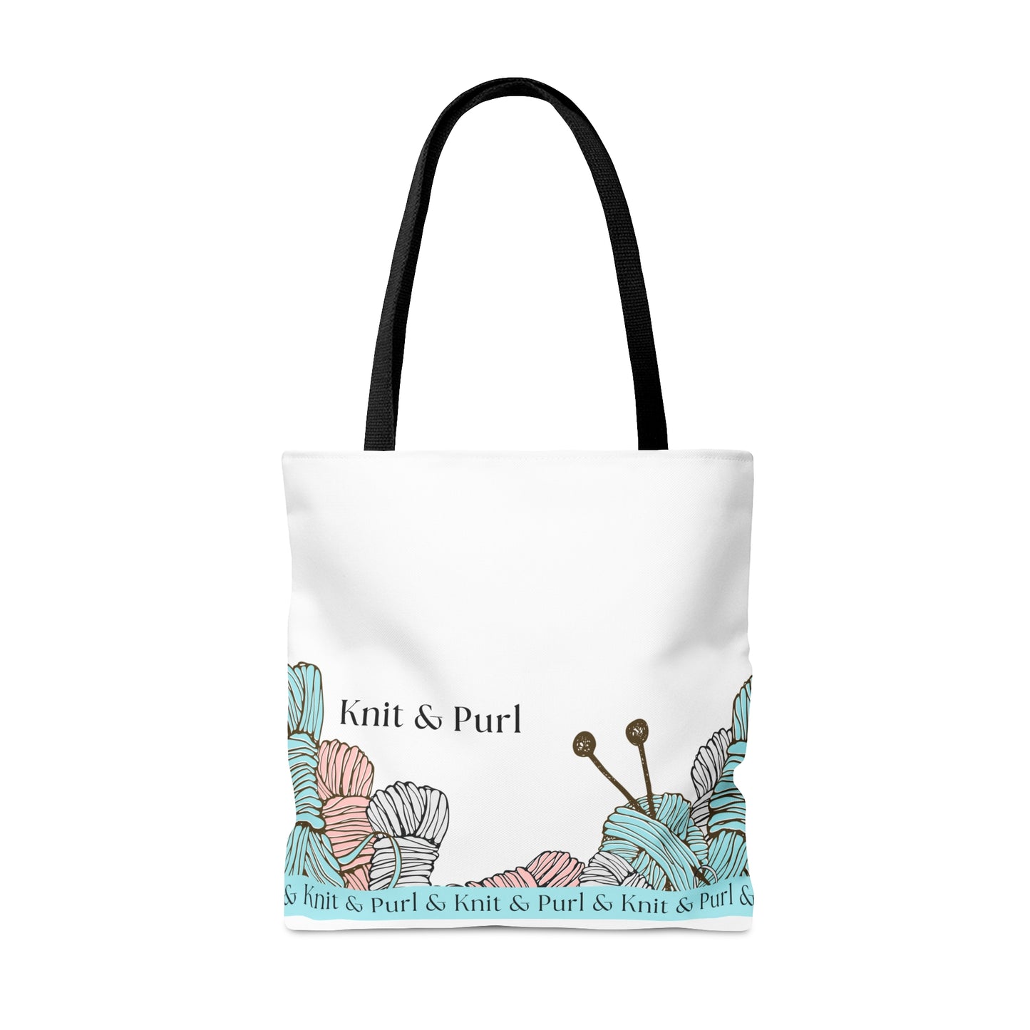 Knit & Purl Tote Bag, Crafter Bag, Yarn Storage Bag, Knitting Project Bag, Crochet Project Bag, Craft Project Tote Bag Bags Printify