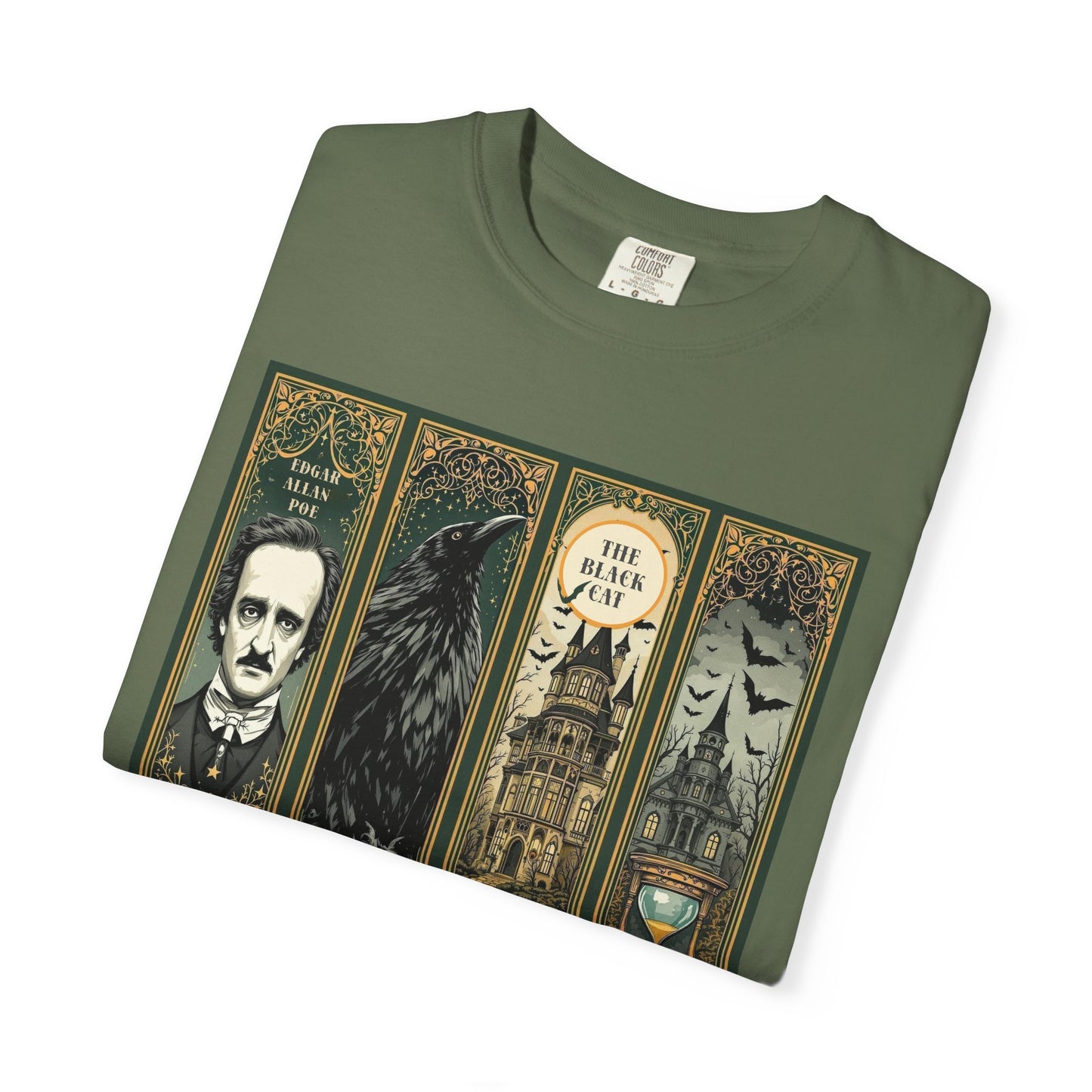 Edgar Allan Poe T-Shirt Gothic Graphic Tee The Raven Nevermore Quote Horror Literature Shirt Dark Academia Aesthetic Halloween Party Gift
