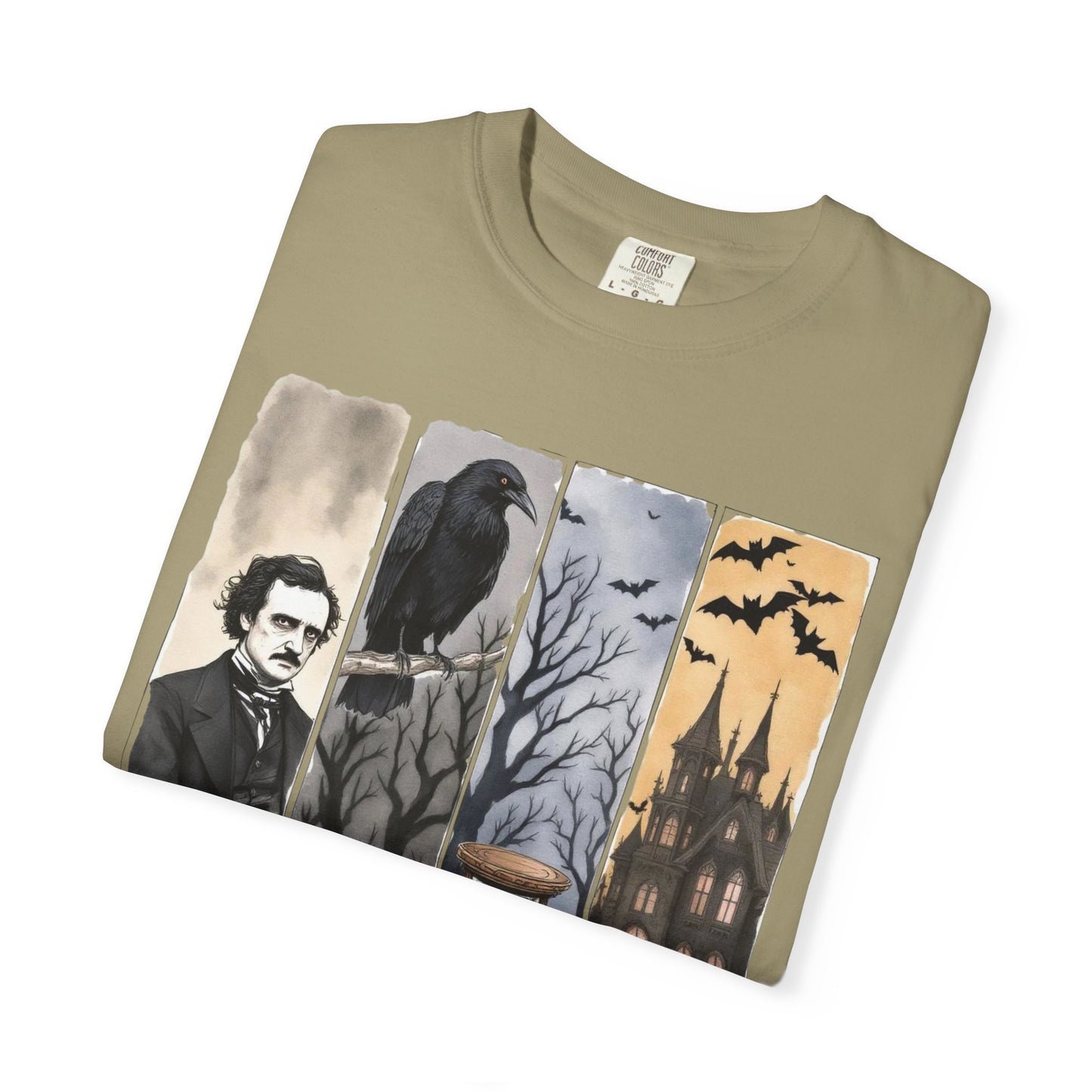 Edgar Allan Poe T-Shirt Gothic Graphic Tee The Raven Nevermore Quote Horror Literature Shirt Dark Academia Aesthetic Halloween Party Gift