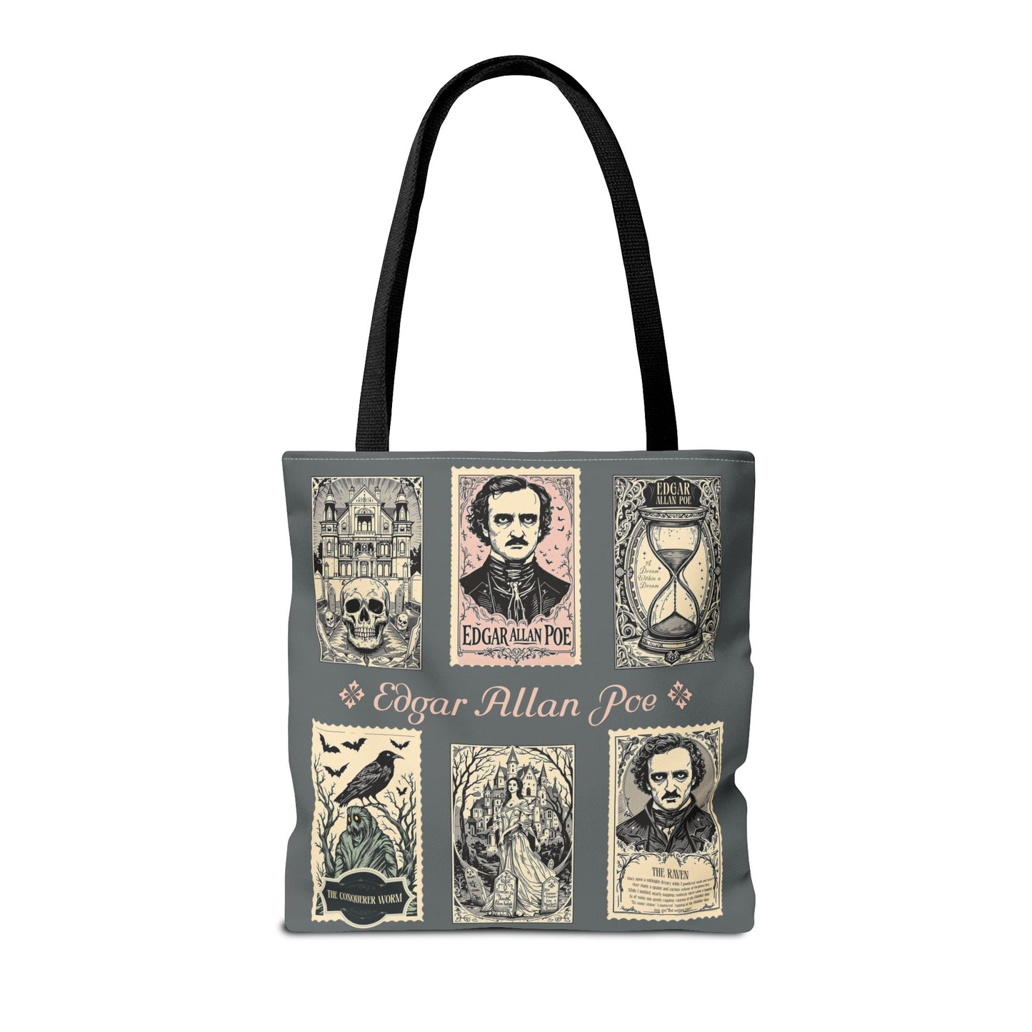 Edgar Allan Poe Tote Bag Gothic Literary Gift for Book Lover Dark Academia Macabre Accessory Halloween Tote Fall School Bag for Poetember Bags Printify