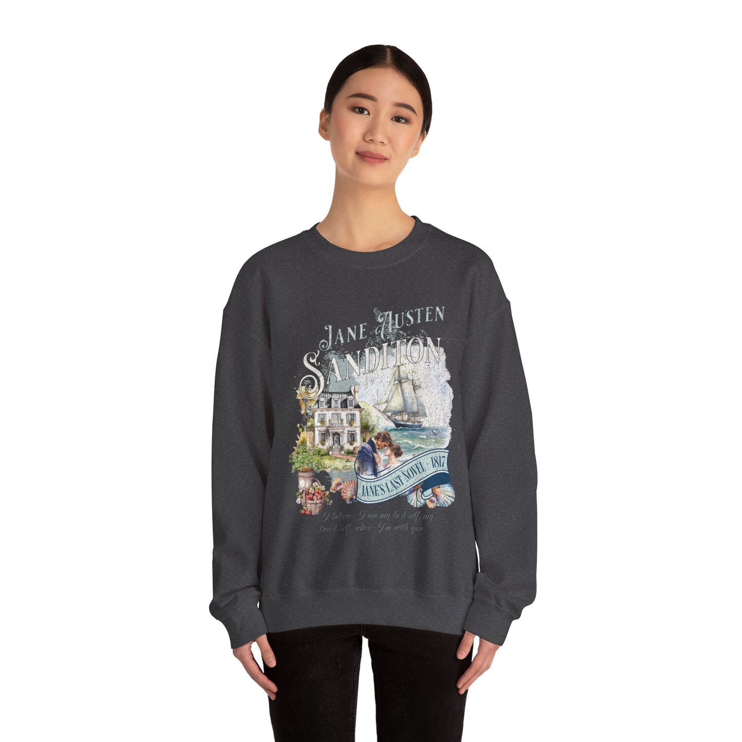 Jane Austen Sweatshirt, Sanditon Historical Romance, Bookish Literary Gift, Jane Austen Fan Art Shirt, Gift for Her, Gift for Readers, Sweatshirt Printify