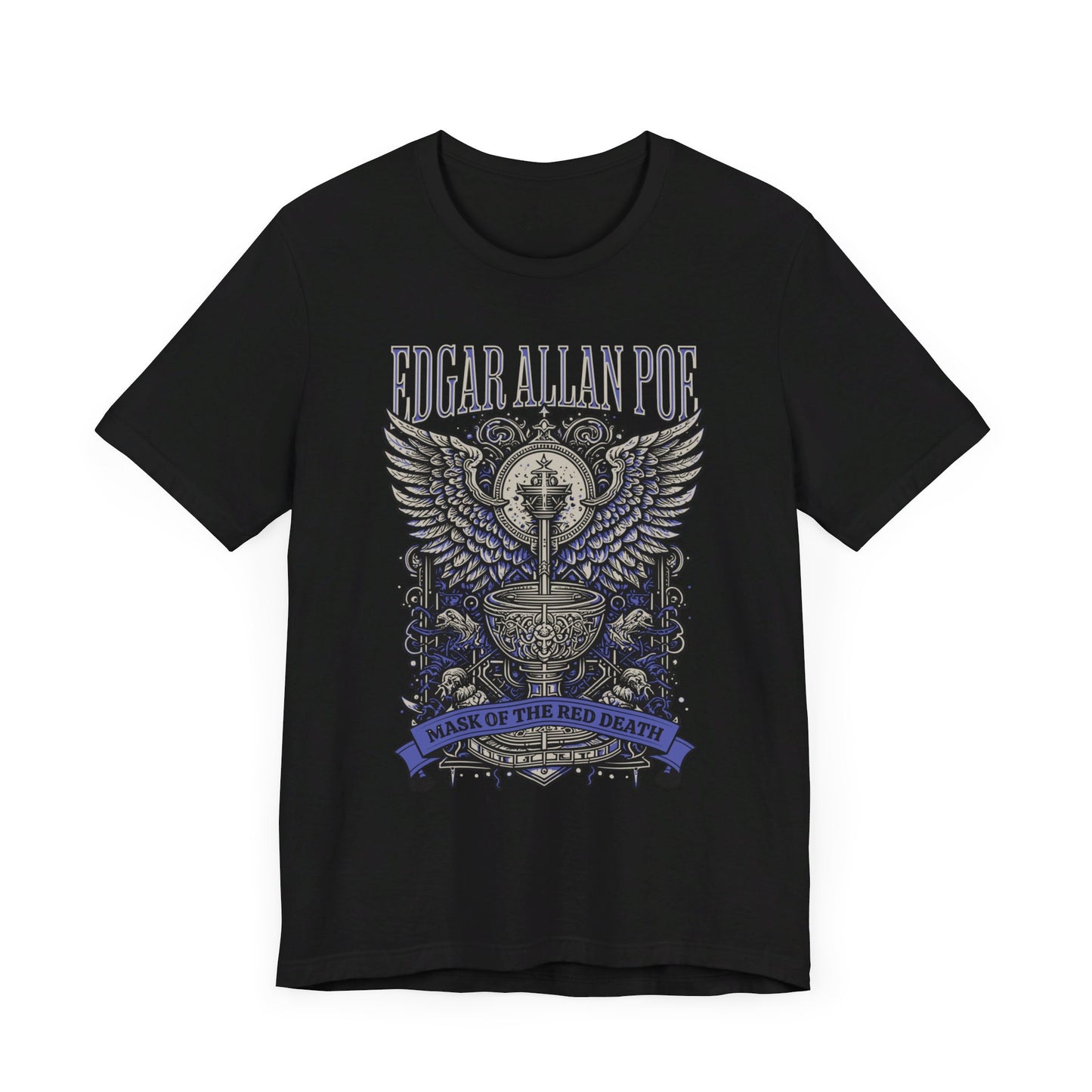Edgar Allan Poe, Mask Of The Red Death T-Shirt, Book Lover Tee, Haunting Gothic Gift, Light, Dark Academia, Literary Poetry Bookclub Shirt T-Shirt Printify