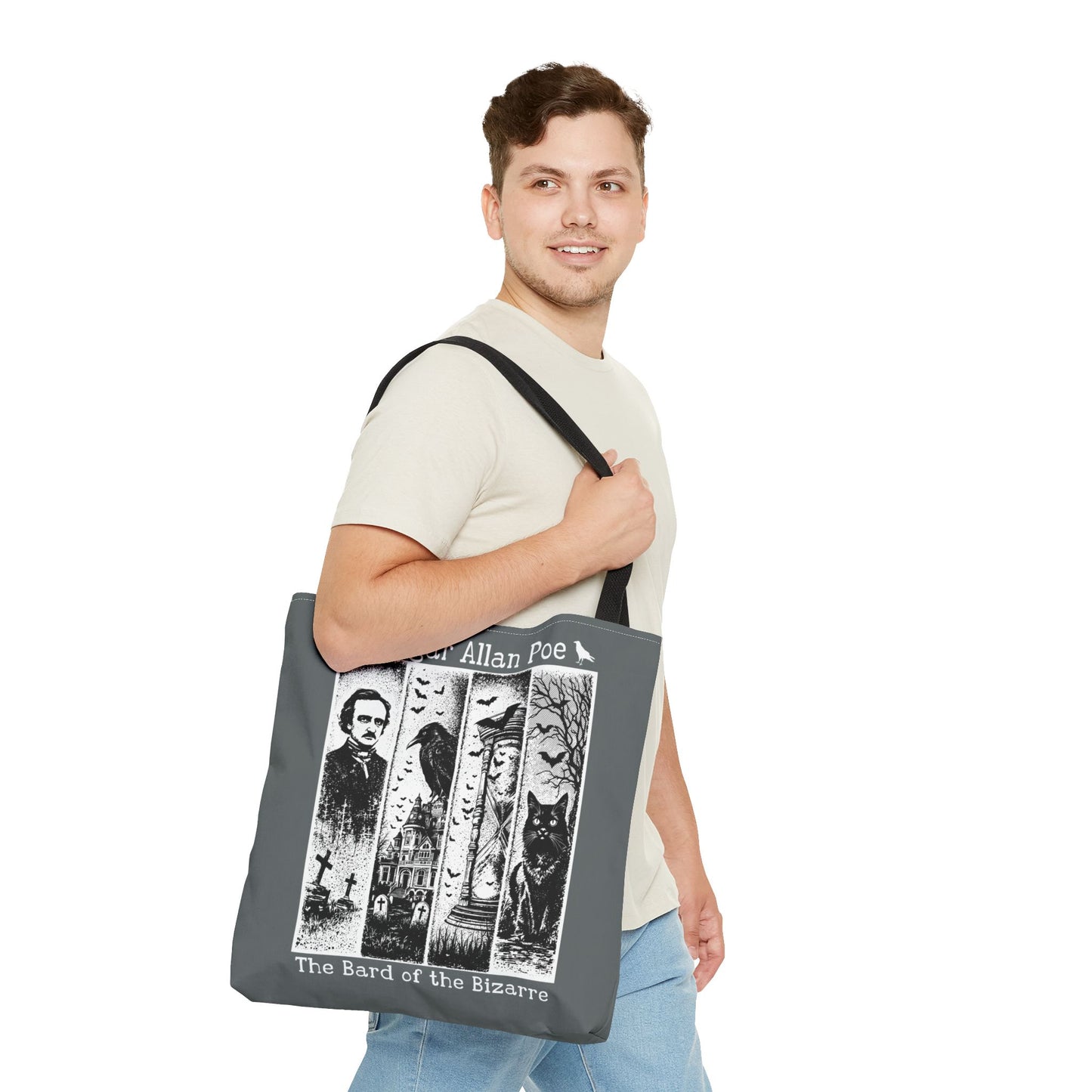 Edgar Allan Poe Tote Bag Gothic Literary Gift for Book Lover Dark Academia Macabre Accessory Halloween Tote Fall School Bag for Poetember Bags Printify