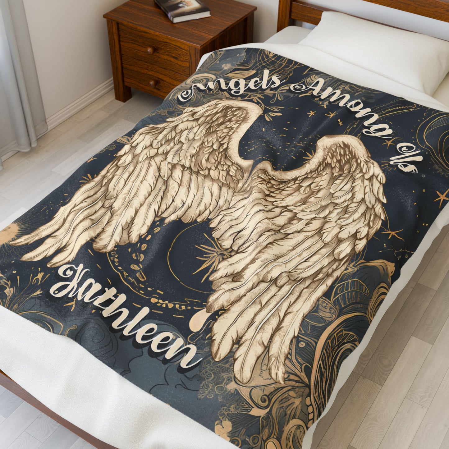Custom Angel Wings Cuddle Plush Blanket Cozy Throw for Spiritual Gift for Birthday Christmas Gift for Mom or Best Girl Friends Angelic Love All Over Prints Printify