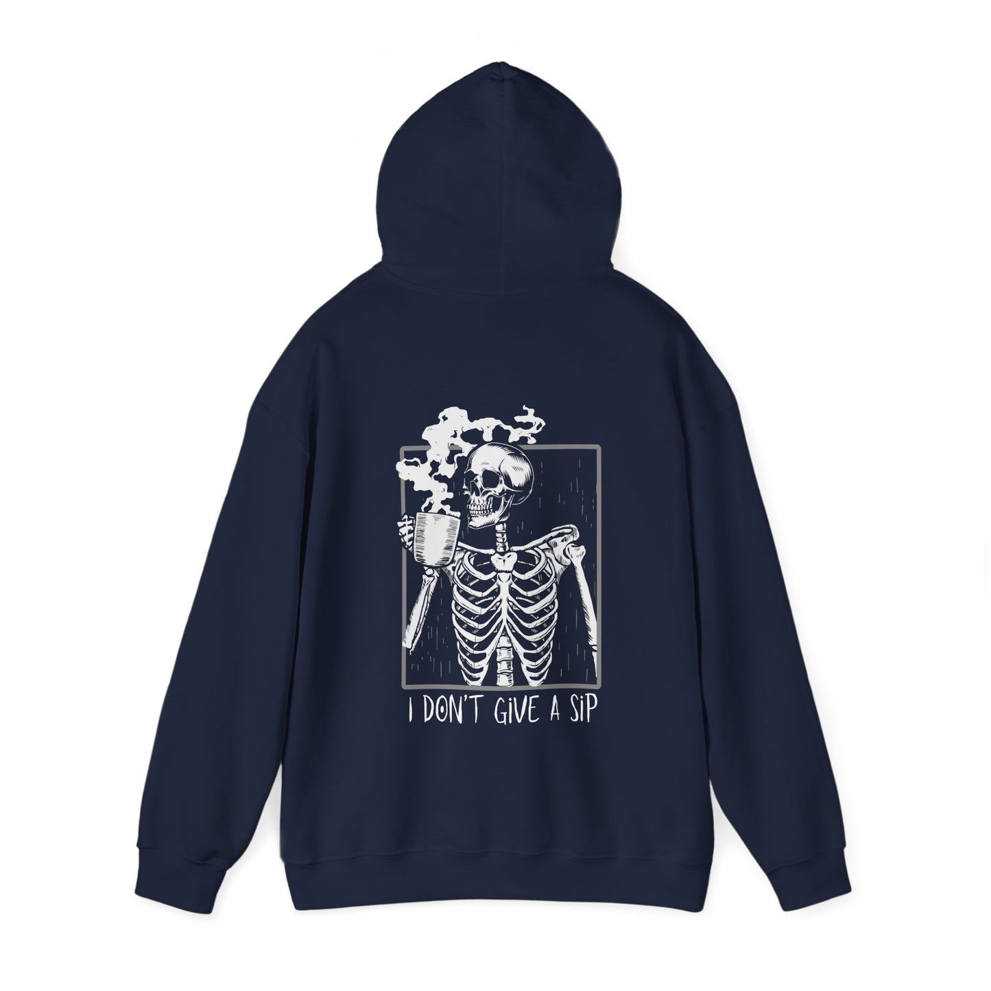 Halloween Skeleton Hoodie, Funny Coffee Drinking Skeleton, Spooky Season Sweater, Trick or Treating Shirt, Warm Halloween Party Hoodie Hoodie Printify