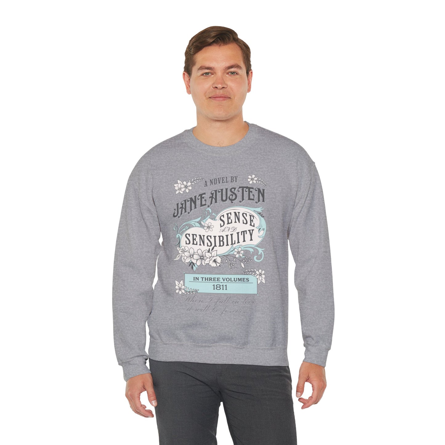 Jane Austen Sweatshirt, Sense & Sensibility Historical Romance Sweater, Bookish Literary Jane Austen Fan Art Gift, Gift for Her, Readers, Sweatshirt Printify