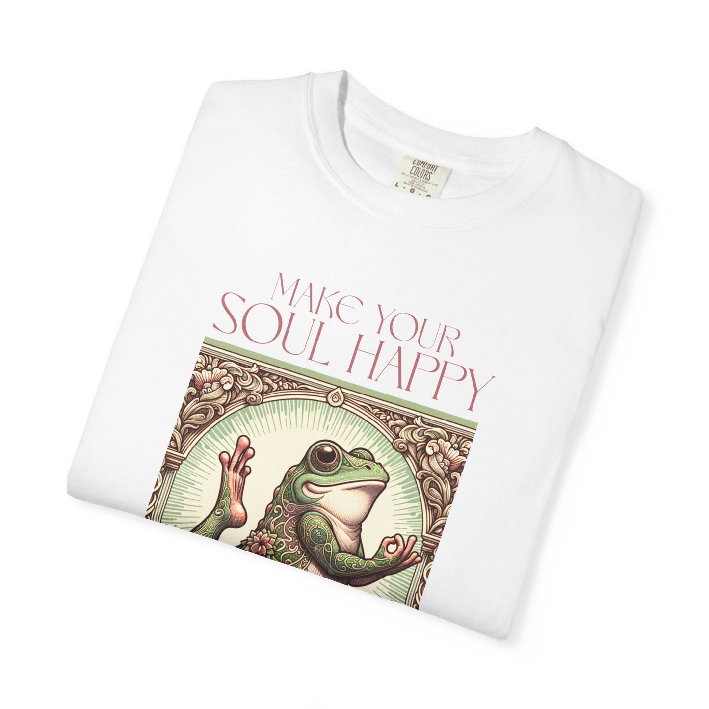 Yoga Frog Make Your Soul Happy Pink Unisex T-Shirt, Casual Wear, Highlander Fan Gift, Comfortable Graphic Tee T-Shirt Printify
