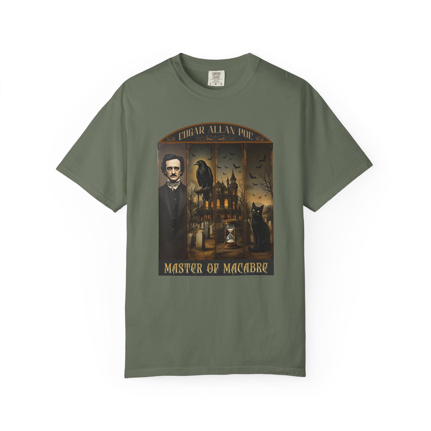 Edgar Allan Poe T-Shirt Gothic Graphic Tee The Raven Nevermore Quote Horror Literature Shirt Dark Academia Aesthetic Halloween Party Gift T-Shirt Printify Moss S