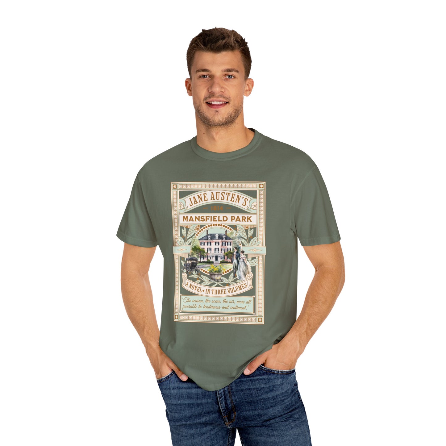 Jane Austen T- Shirt, Mansfield Park Historical Romance Comfort Colors Tee, Bookish Literary Jane Austen Fan Art Gift for Her Bookclub Shirt T-Shirt Printify