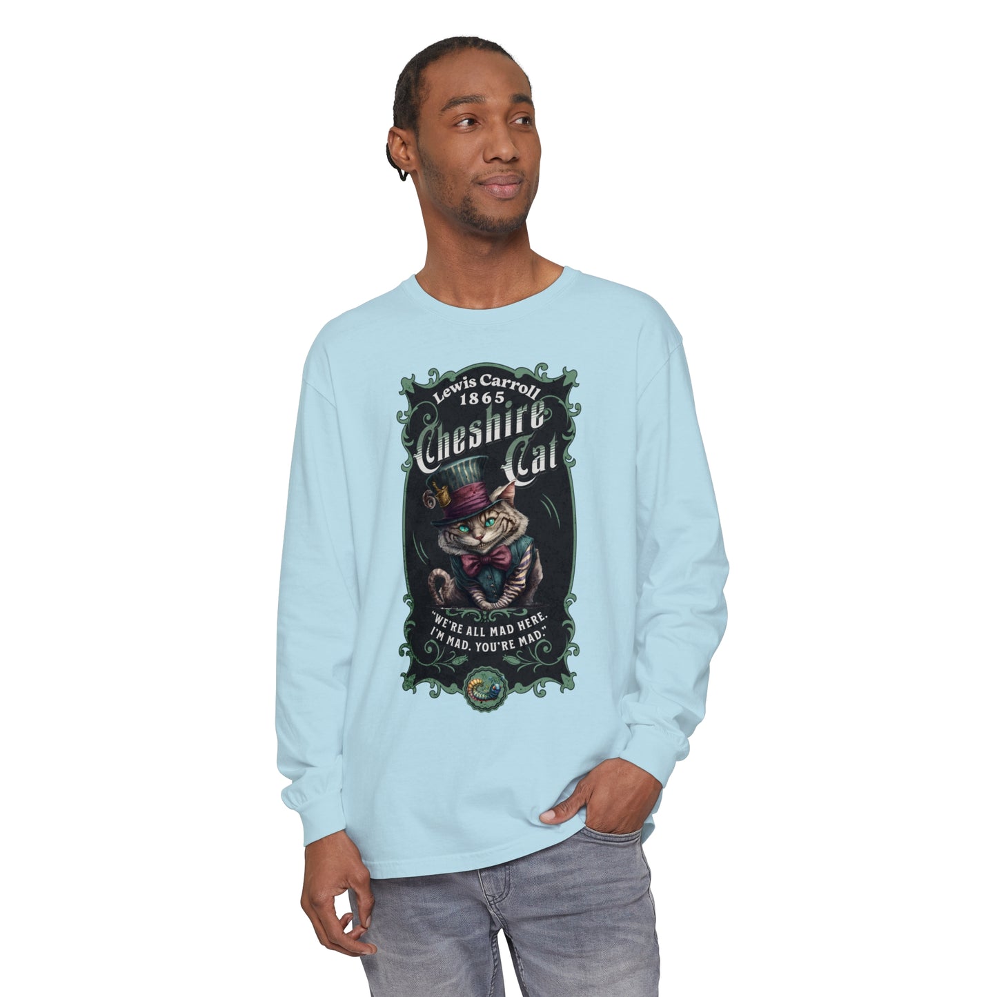 Cheshire Cat Long Sleeve Shirt, Alice in Wonderland, Lewis Carroll Dark Academia TShirt Mad Hatter Tea Party Bookish Book Lover Booktok Gift Long-sleeve Printify