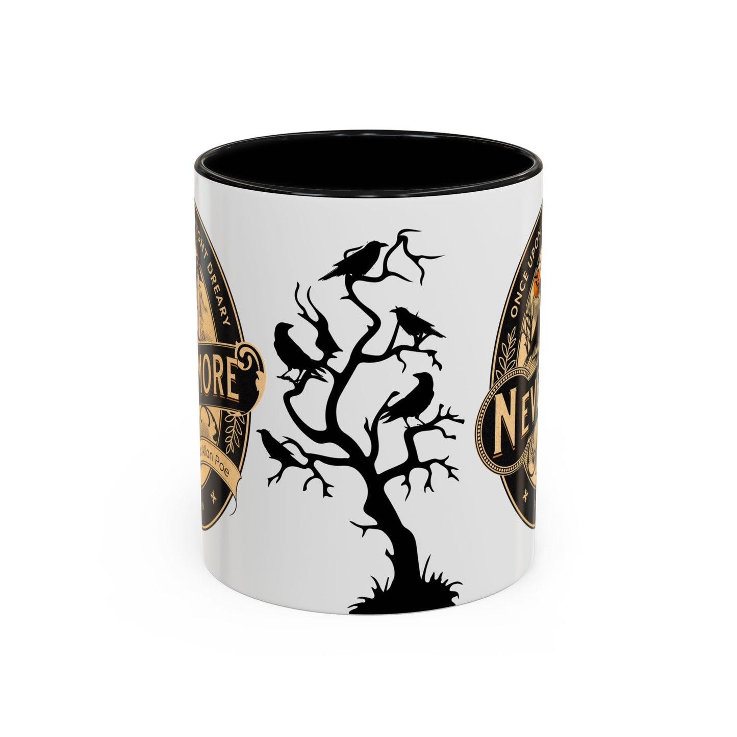 Edgar Allan Poe Coffee Mug, The Raven, Spooky Halloween Coffee, Tea Mug, Haunting Horror Movie Gift for Halloween, Dark Academia, Book Lover Mug Printify 11oz Black