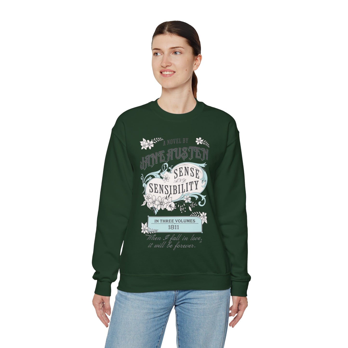 Jane Austen Sweatshirt, Sense & Sensibility Historical Romance Sweater, Bookish Literary Jane Austen Fan Art Gift, Gift for Her, Readers, Sweatshirt Printify