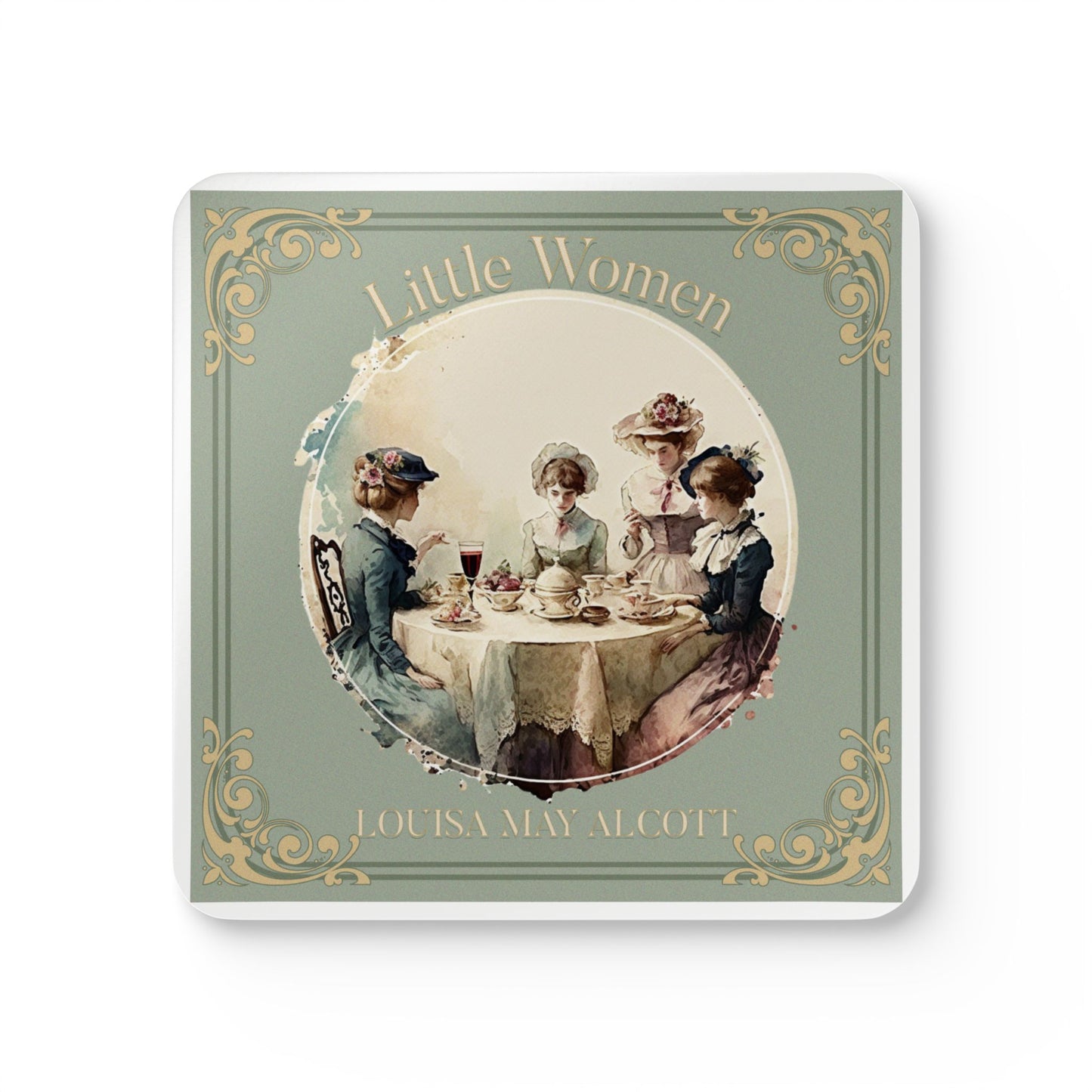 Little Women Coffee Mug Coasters, Louisa May Alcott Historical Romance Home Decor Bookish Bookclub Literary Set of 4 Fan Art Gifts Home Decor Printify