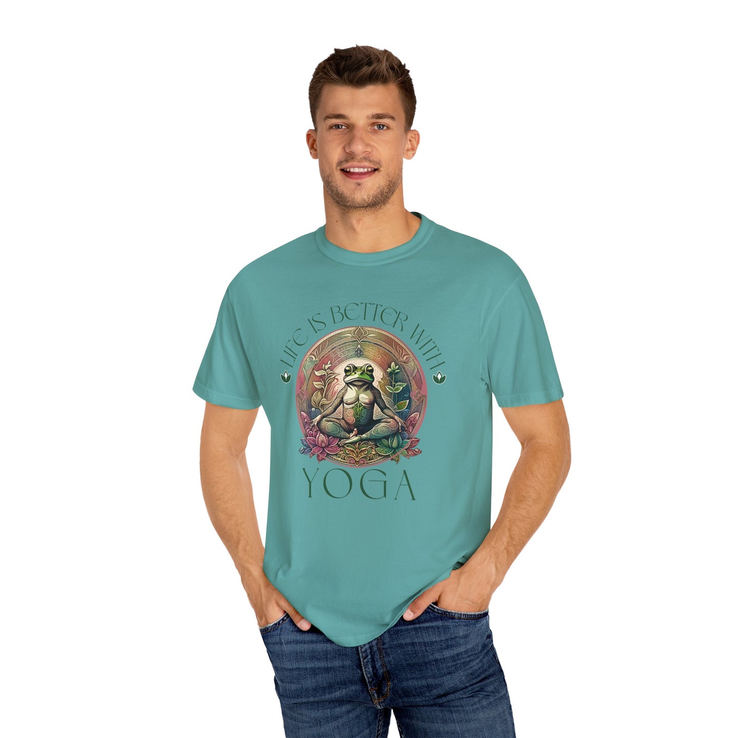 Green Yoga Frog Life Is Better With Yoga Unisex T-Shirt, Casual Wear, Highlander Fan Gift,